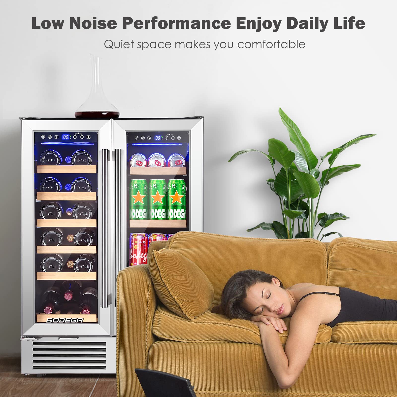 BODEGA 24 Inch Wine and Beverage Refrigerator, 2 Door Commercial Back Bar Cooler, Dual Zone Wine Cooler with Smart APP Control, Black Bar Fridge Hold 19 Bottles and 57 Cans, Built-In or Freestanding. on Fridge.com