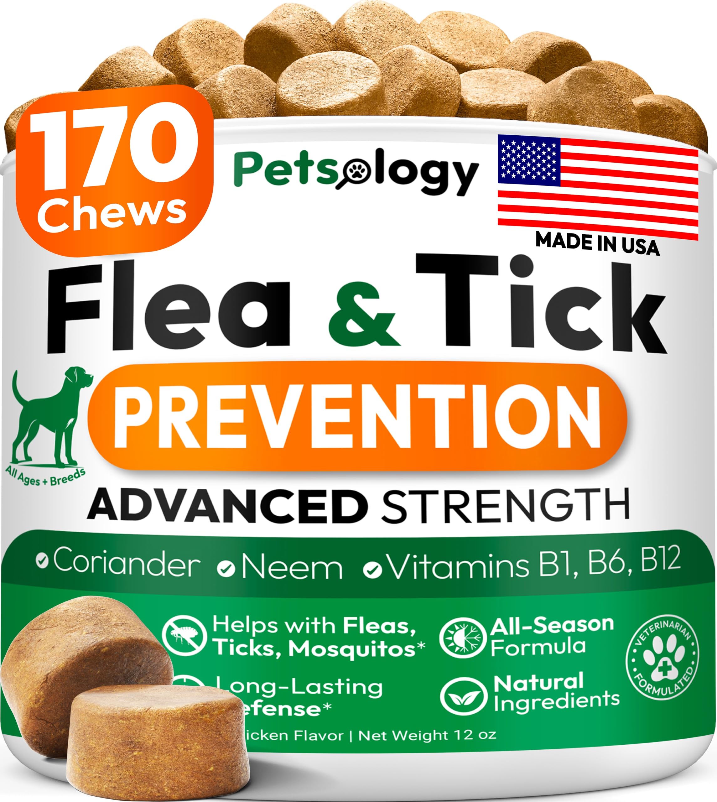 A close-up of the Petsology Flea and Tick Prevention soft chewables, highlighting their texture and natural appearance.