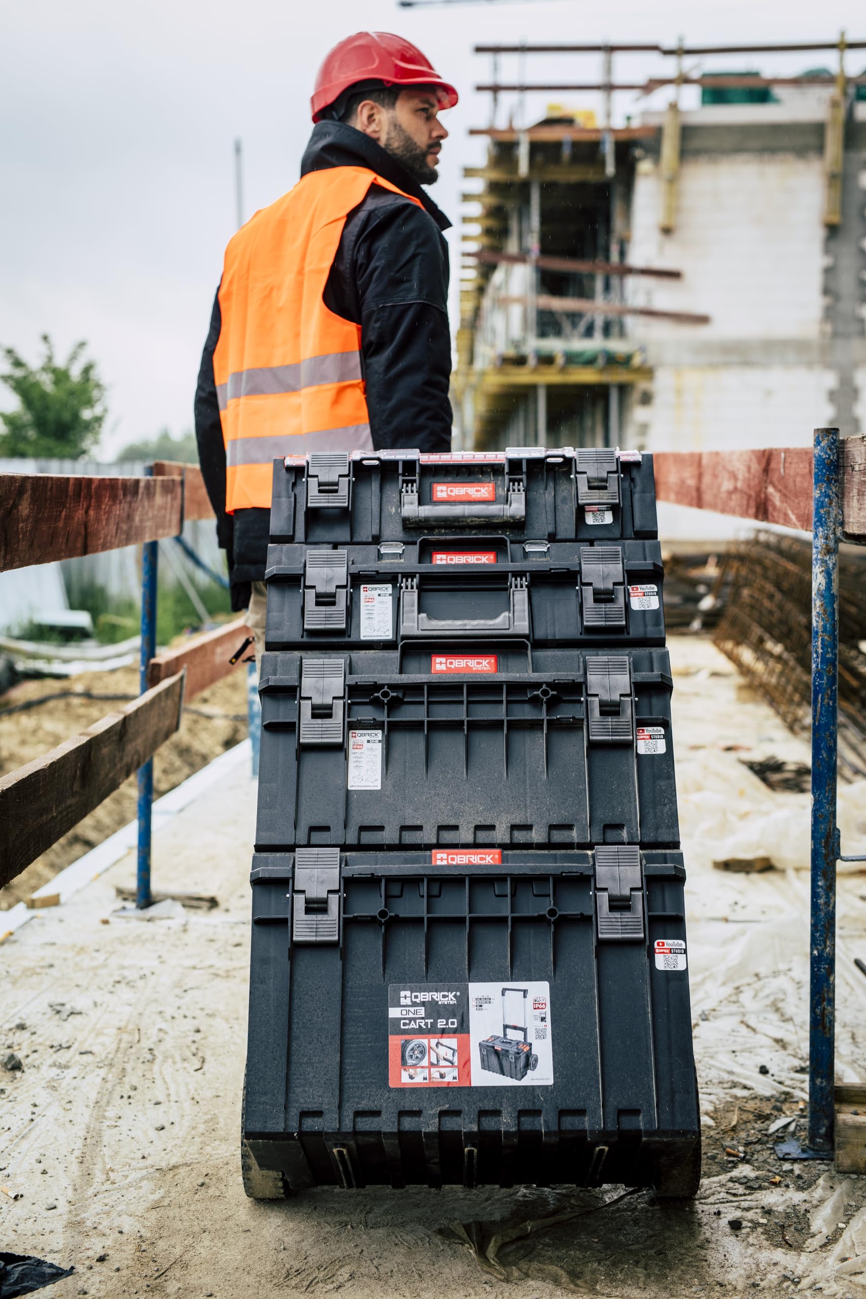 Qbrick System Boîte À Outils À Roulettes Caisse À Outils Boîte De Rangement Vide Mobile 641 x 485 x 660 mm Noir ONE Cart 2.0