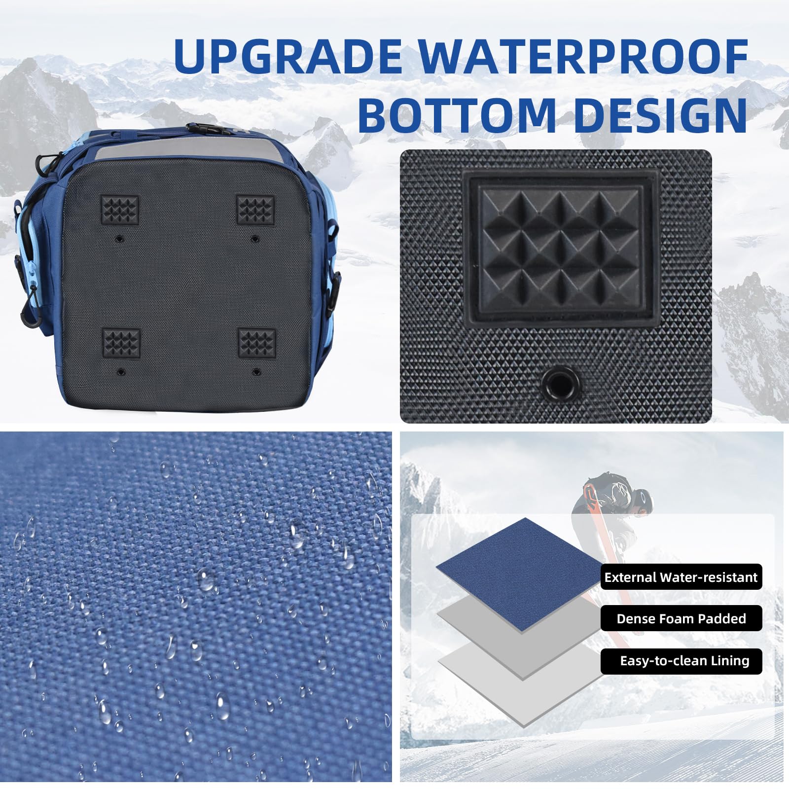 AUMTISC Mochila para Botas de esquí, Bolsas para Botas de esquí Acolchadas y Bolsas para Casco para Viajes aéreos, Equipo de esquí, Gafas, Guantes, esquí y Snowboard