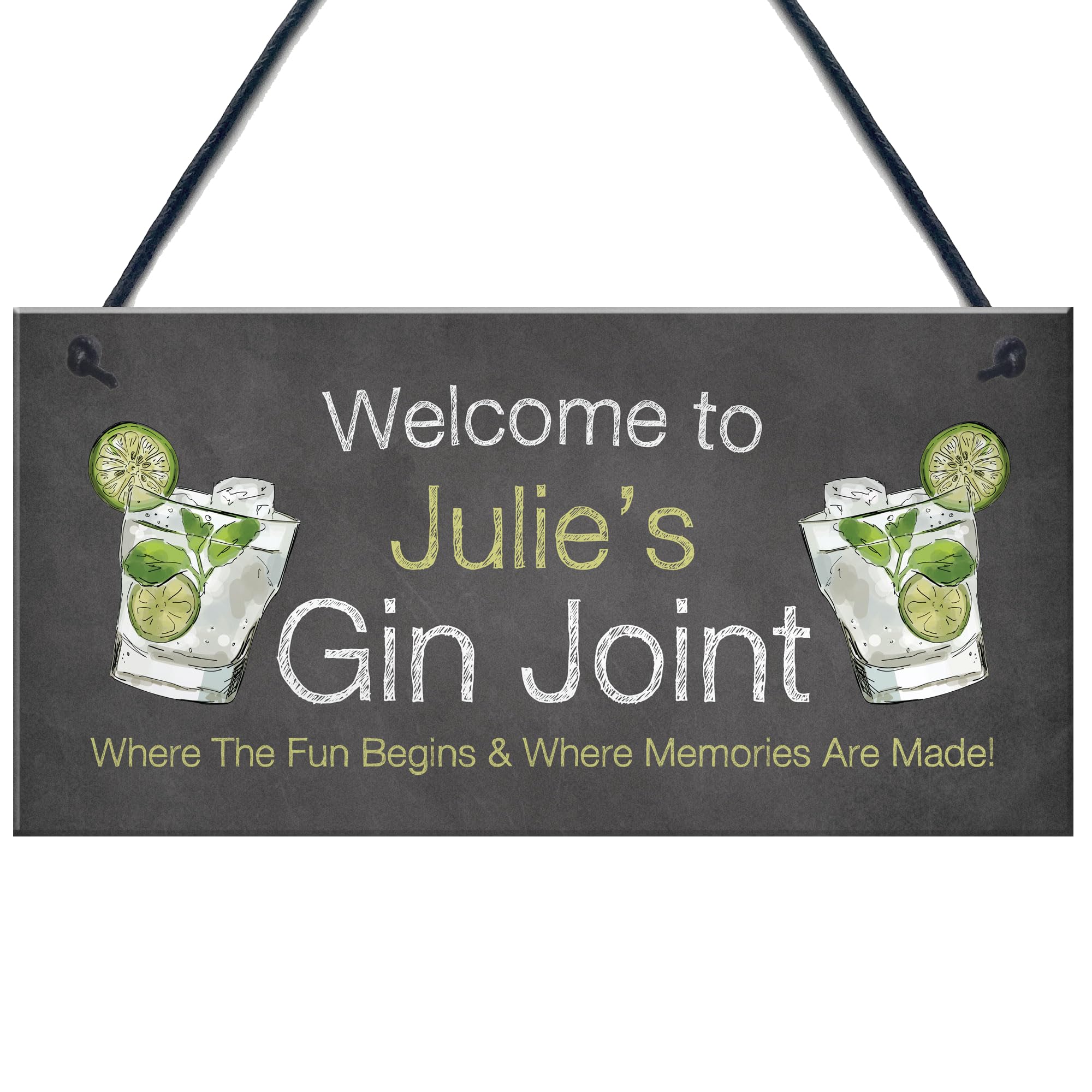 Personalised Gin Joint Hanging Sign Gin Bar Garden Summerhouse Shed Sign Gin Gifts