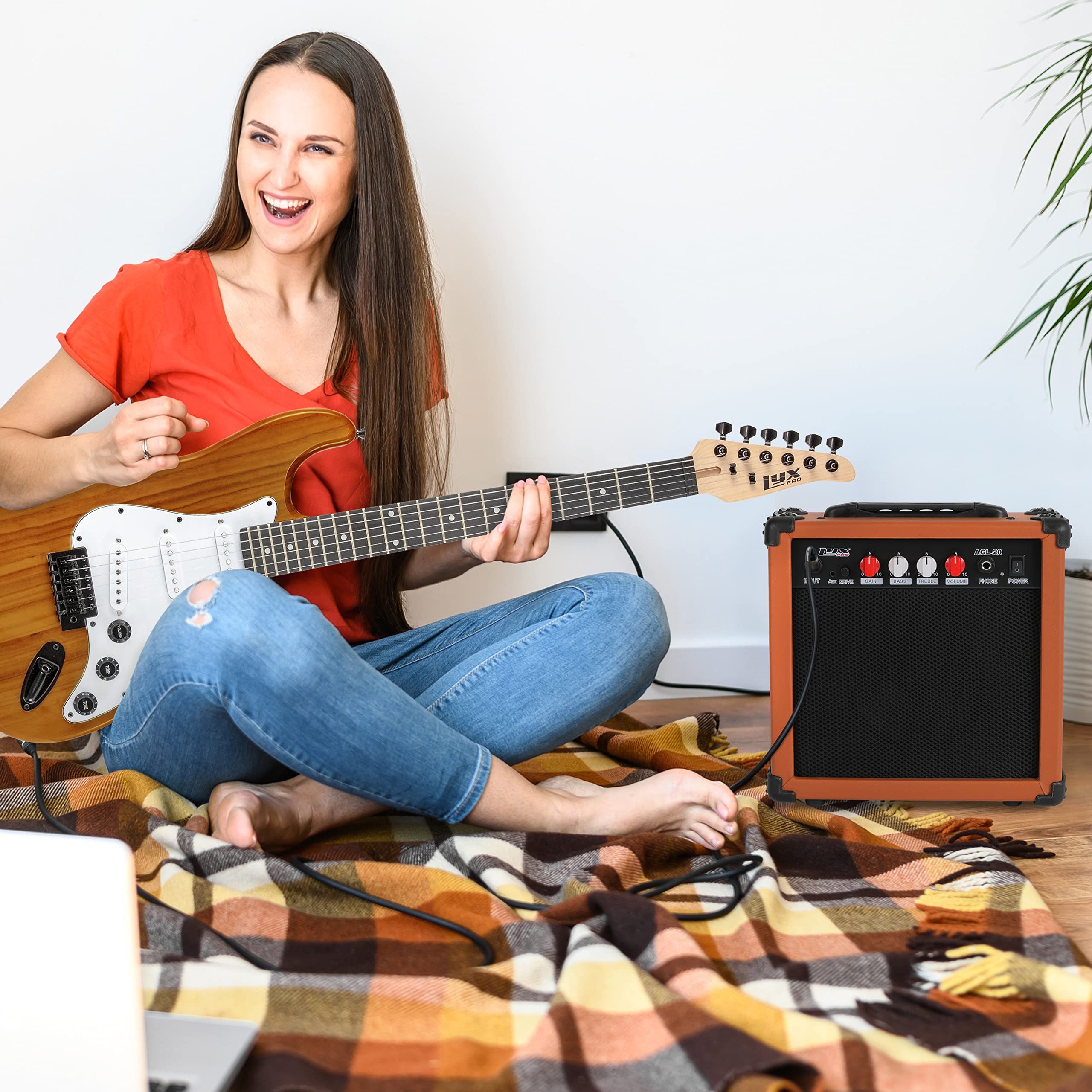 Amplificador Mini Para Guitarra De 5W - Con Entrada De 6.35mm, Salida De Auriculares, Ajuste De Tono Y Volumen, Portátil