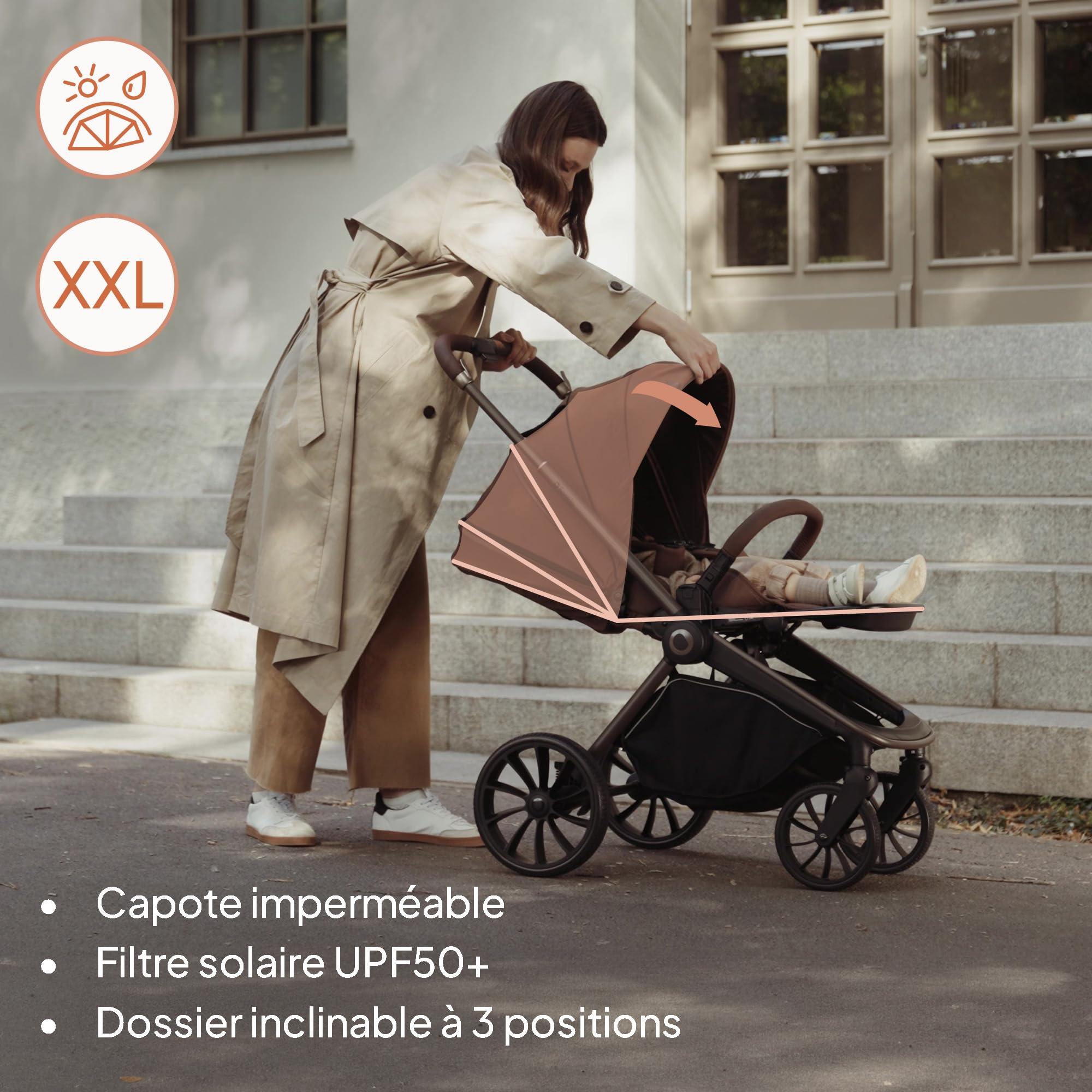 Lionelo Mika Plus Poussette légère tout-terrain pour enfant de 6 à 48 mois pesant jusqu'à 22 kg, siège plat réversible, XXL hydrofuge UPF50+, suspension avant et arrière, grand panier de courses