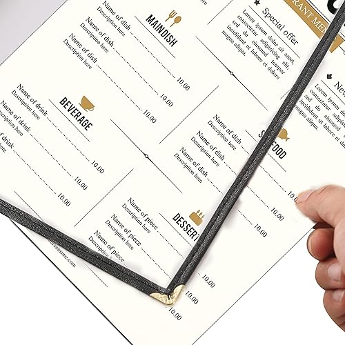 Miniatura 3 de 2 fundas de menú de 8.5 x 11 pulgadas, soporte para menú de restaurante, 4 páginas, 8 vistas, funda transparente de menú, se adapta a papel de