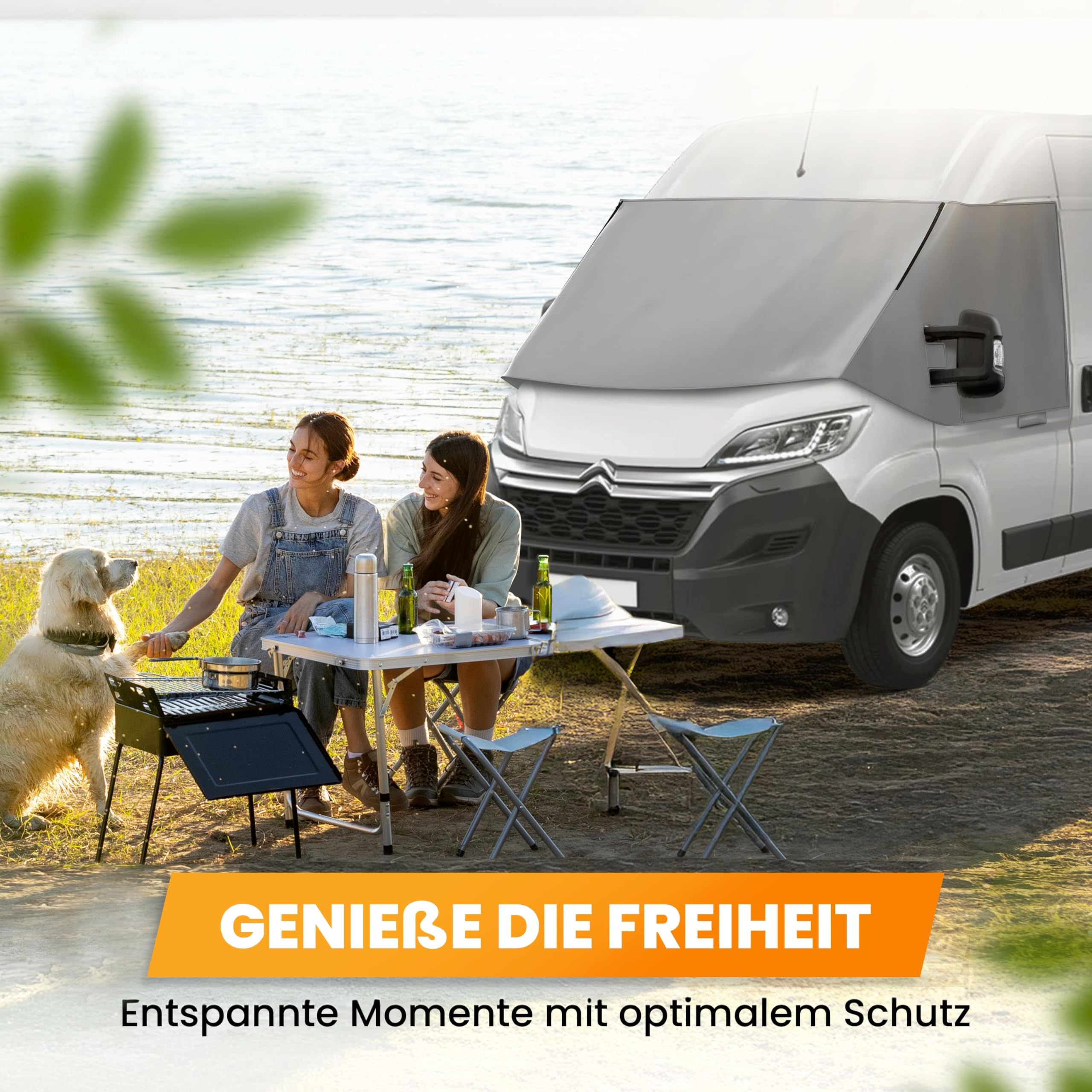 NATURIZ® FIAT Ducato Frontscheibenabdeckung – hochwertige, wetterfeste Thermomatte außen mit effektivem Sonnenschutz für Wohnmobile – passend für Ducato, Jumper, Boxer 2006–2025 (Grau)