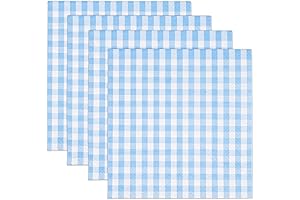 100-Piece Set of Disposable Blue Gingham Cocktail Napkins