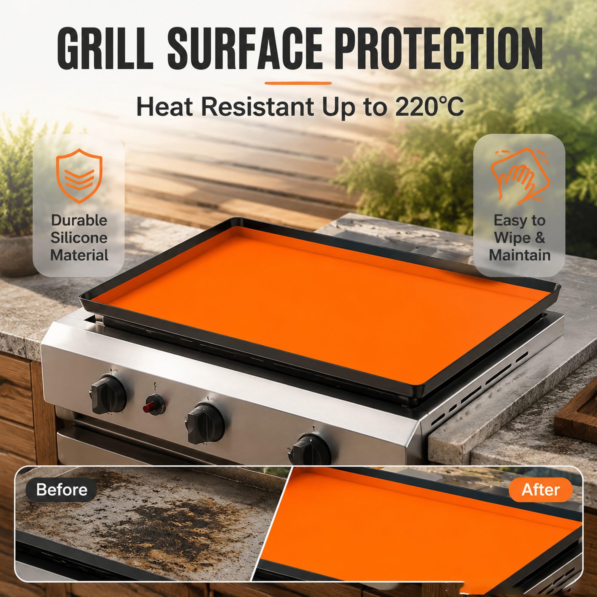 ZORQ Alfombrilla de Silicona para Plancha Grill Compatible con Landmann Rexon PTS 4.1 S 2019–2022