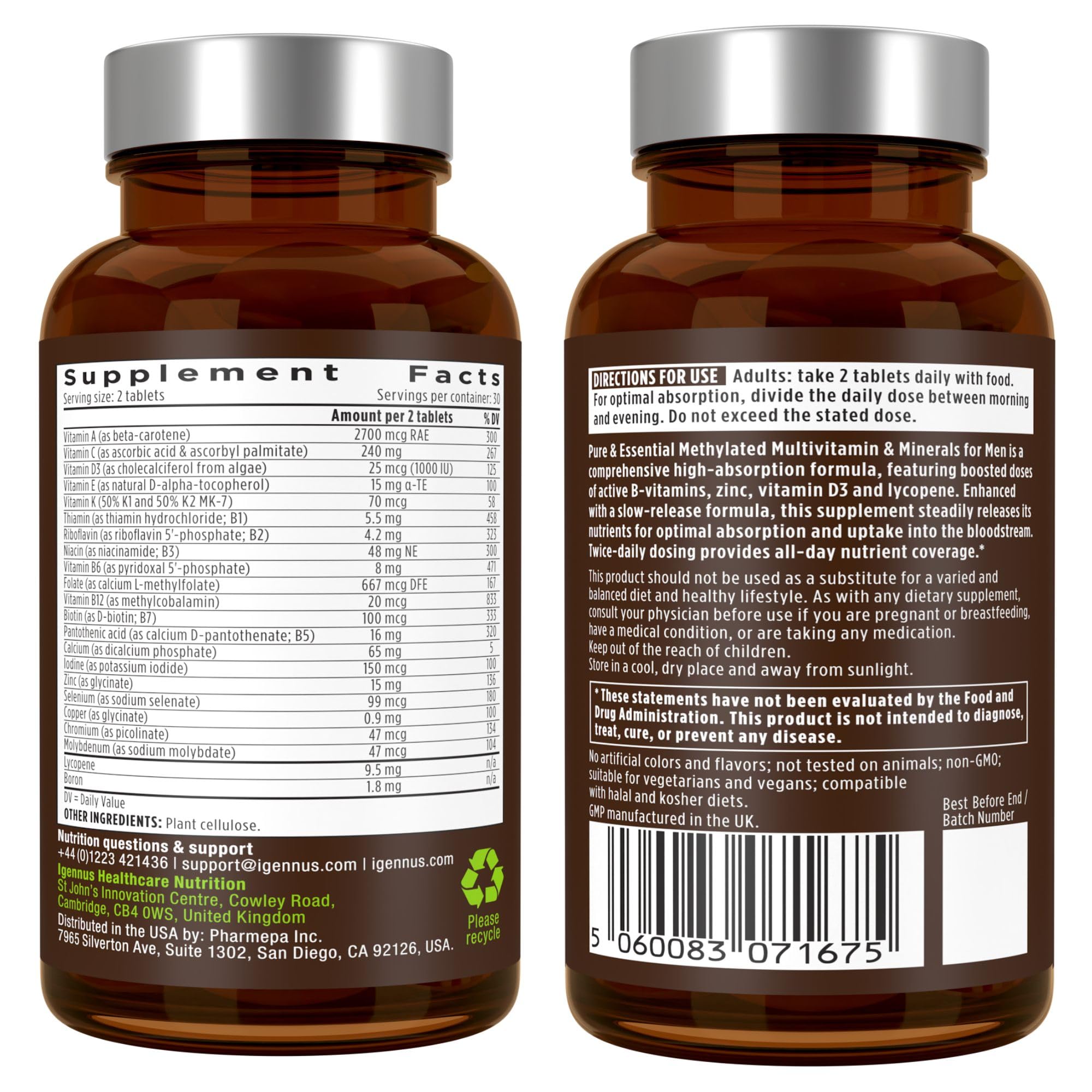 Igennus Methylated Multivitamin for Men, 22 Actives, 1-Month Supply — Amazon image 8