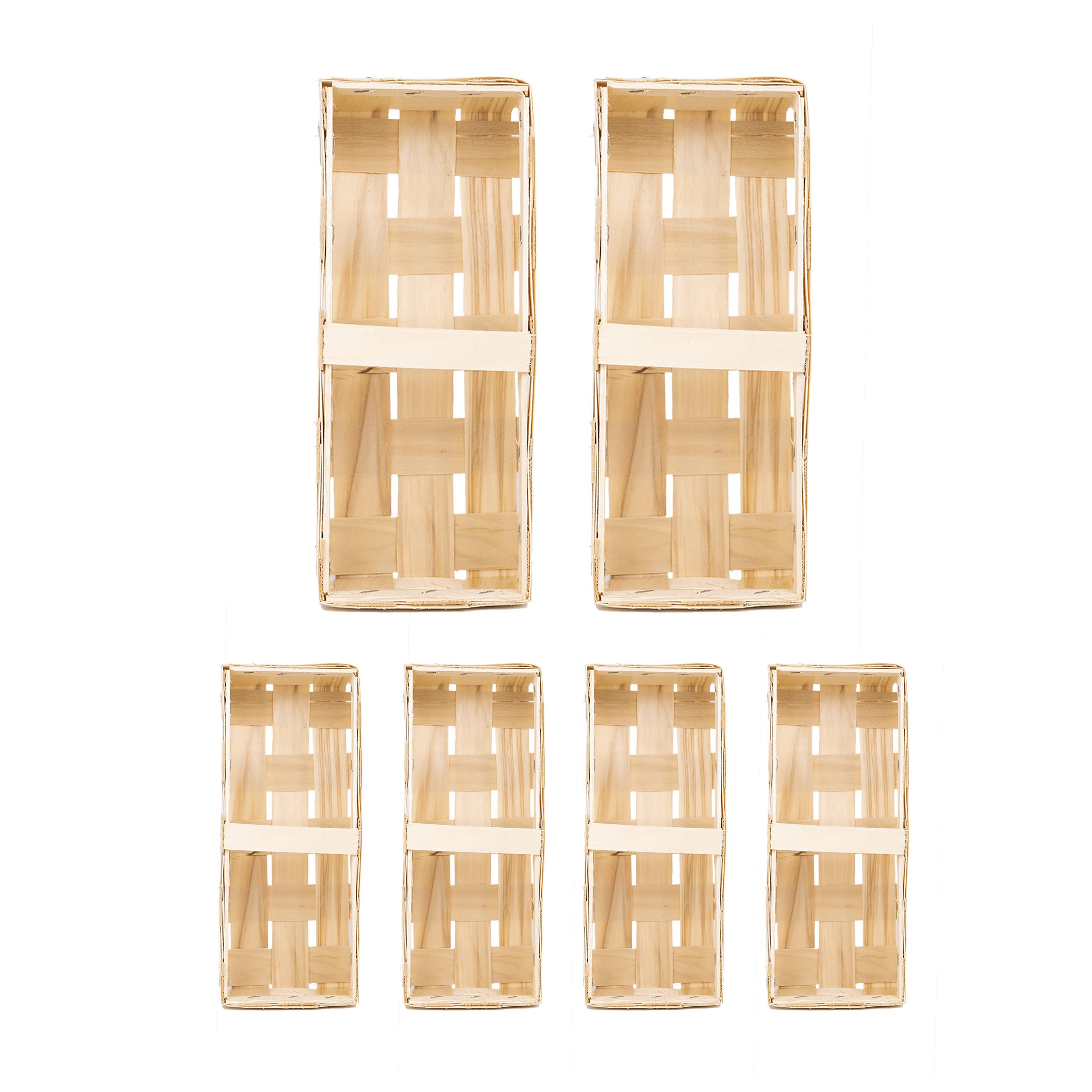 IFLO® Spankorb Holz Hell 28,5x11,5x7,5 cm / 37x15x11 cm für Küche, Bad & Deko, 6er-Set