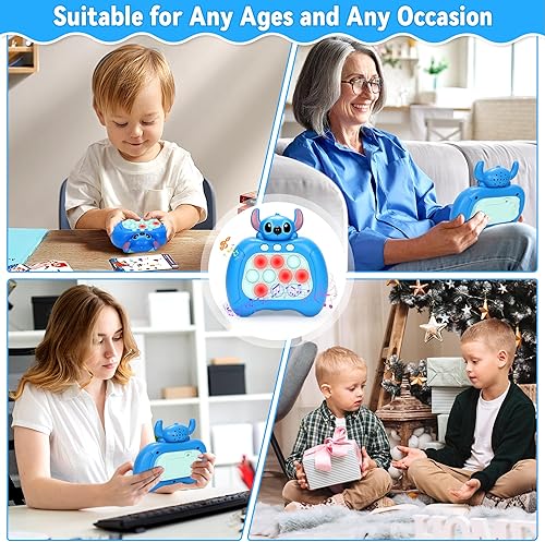 Miniatura 5 de Adilymey Stich Pop Toys - Juego de mano con luz de burbujas para presionar, máquina de juego Stich con música, juego de alivio de estrés de empuje