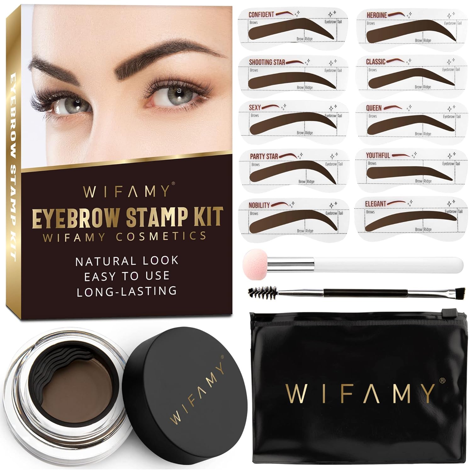 Eyebrow Stamp Stencil Kit,Brow Stencil and Stamp Kit