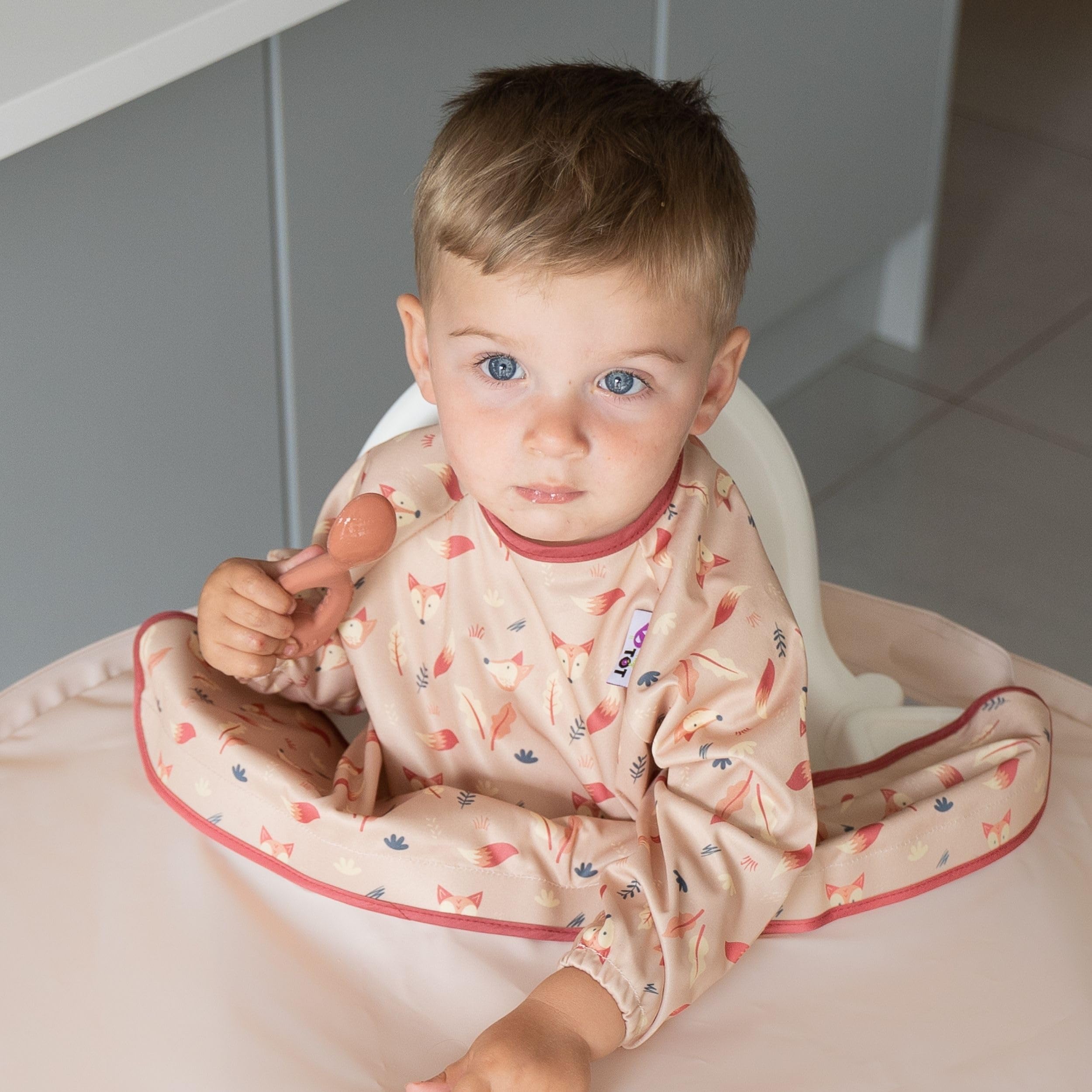 Tidy Tot Bavoir Manches Longues Bébé DME Protection Anti-Salissures Dès 4 Mois
