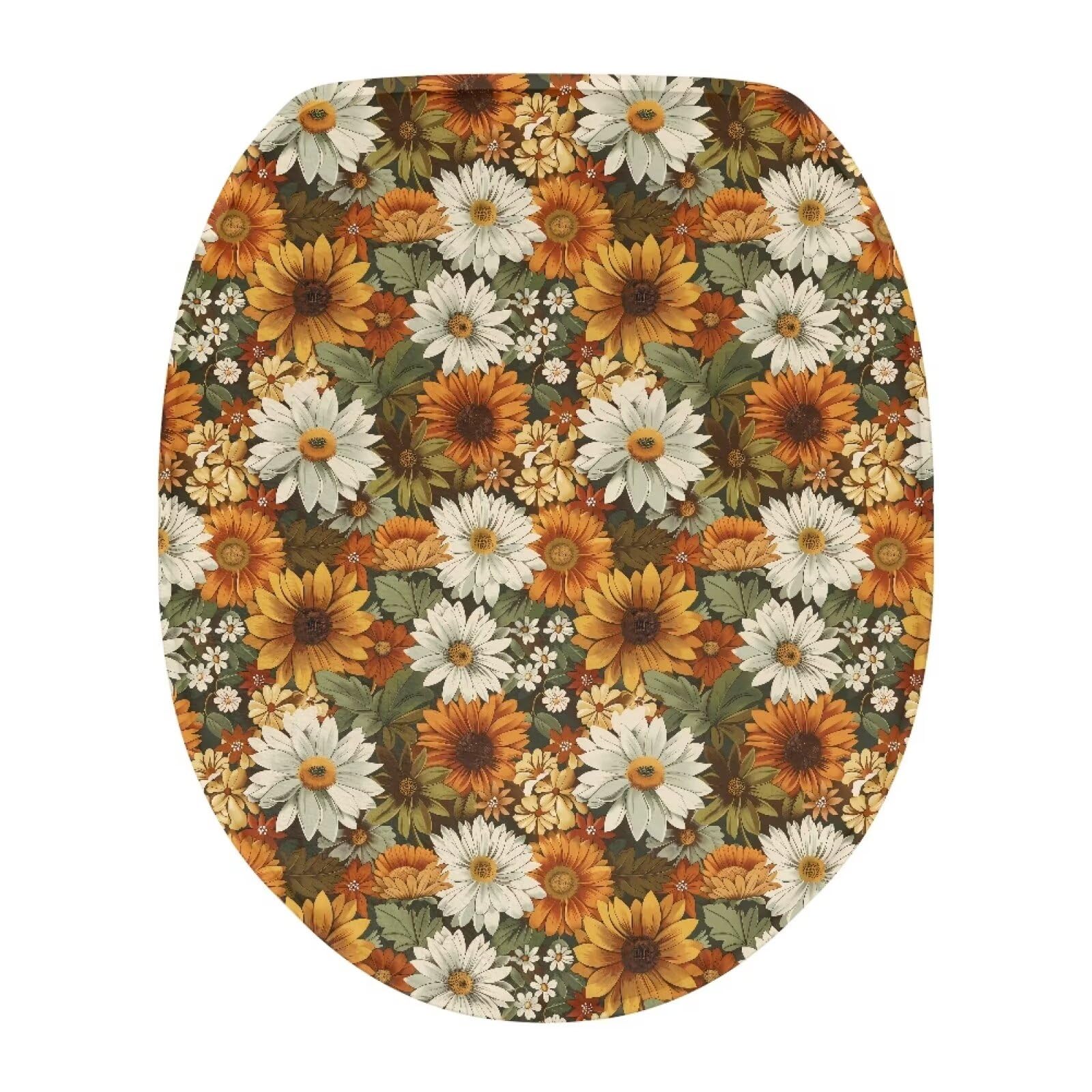 Bivxisrvo Thanksgiving Toilet Seat Covers for Bathroom Polyester Fabric Toilet Cover Set Stretch Washable Tank Protector Cover Suitable for Home School Hotel Dormitory Apartment