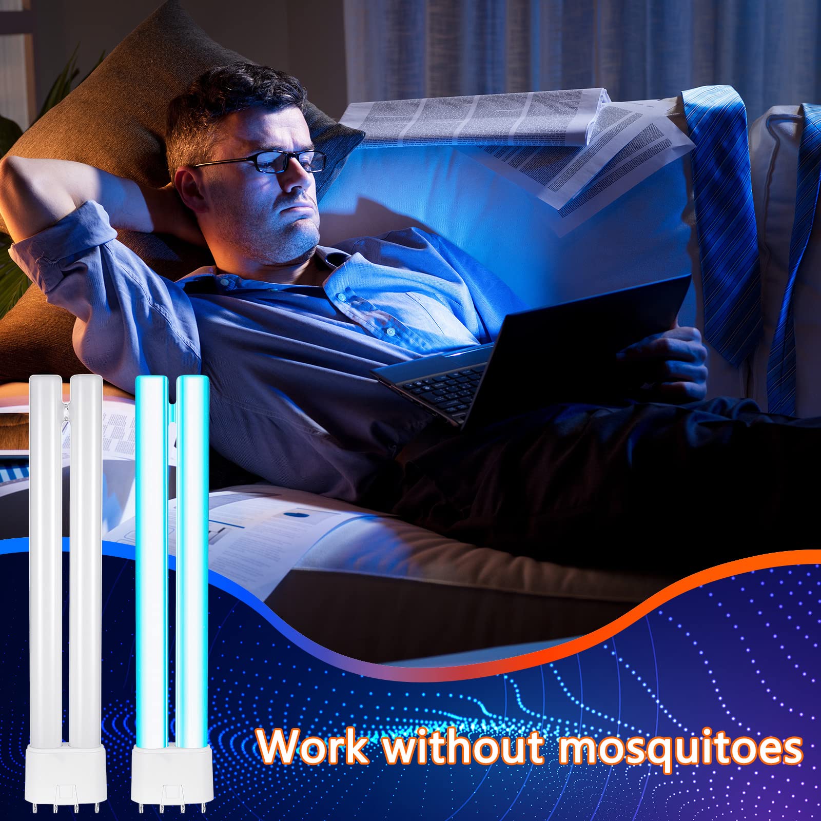 Bug Zapper Ersatzlampe, 18 W, H-Form, Doppelrohr-Leuchtmittel für drinnen und draußen, Insektenvernichter mit 4-poligem Sockel (4)