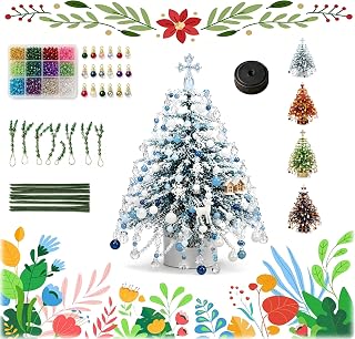 DIY Beaded Christmas Tree Kit with Lights, 3D Sparkling Bead Craft Set