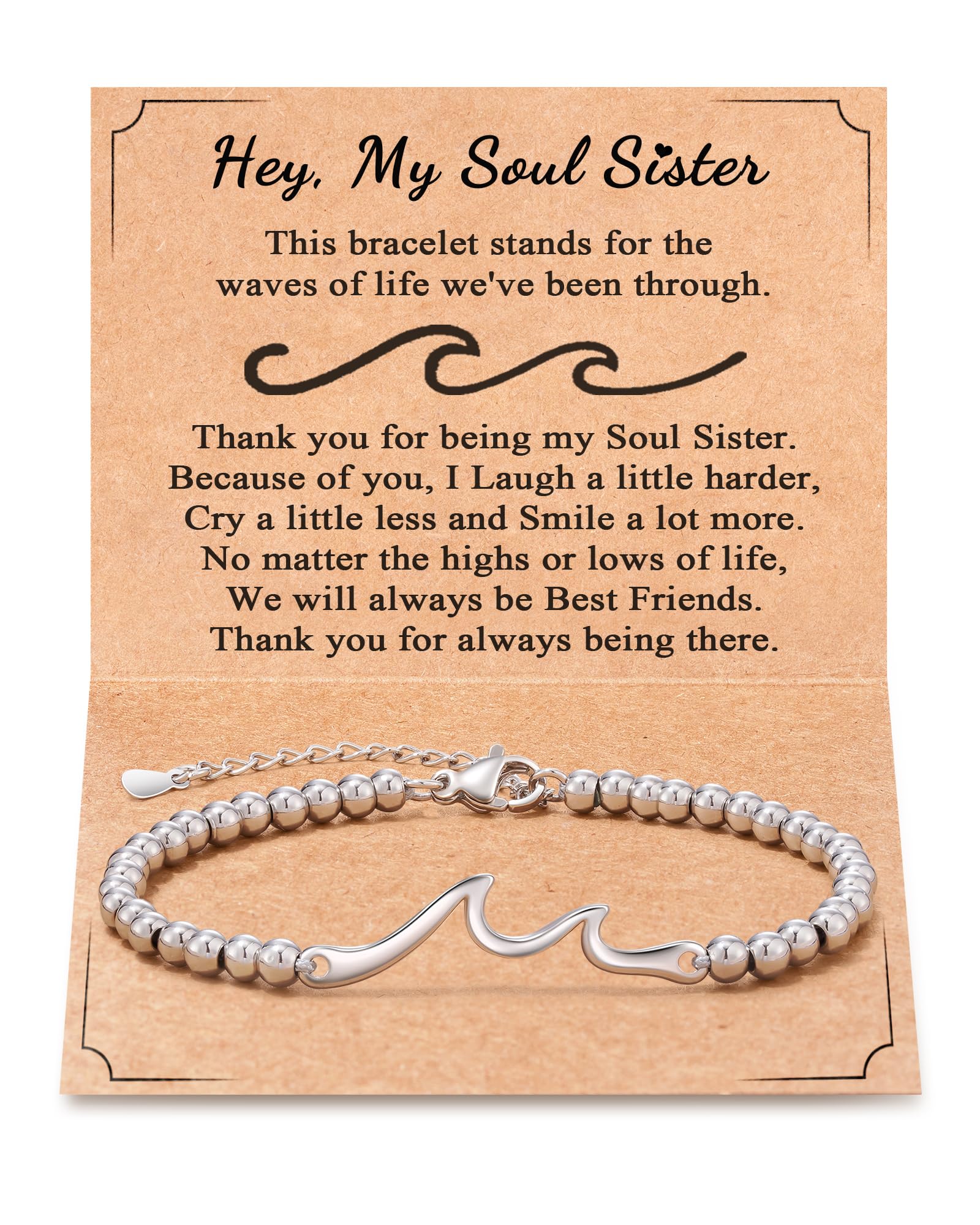 Tarsus Friend Gifts for Women, The Waves of Life We've Through Together, Woman Friendship Gifts Idea, Wave Bracelet for Best Friend Bestie Soul Sister Birthday Gifts For Her
