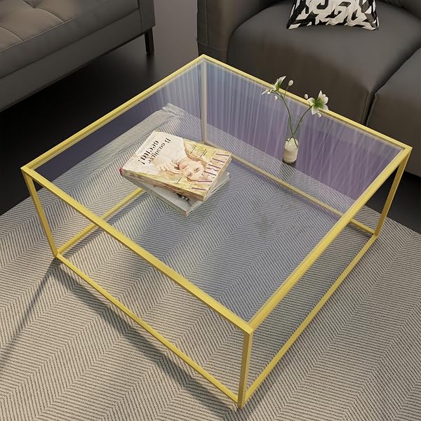 Gorgeous Living Room Coffee Table Ideas That Pull the Space Together 113 Minimalist Gold and Glass Square Table