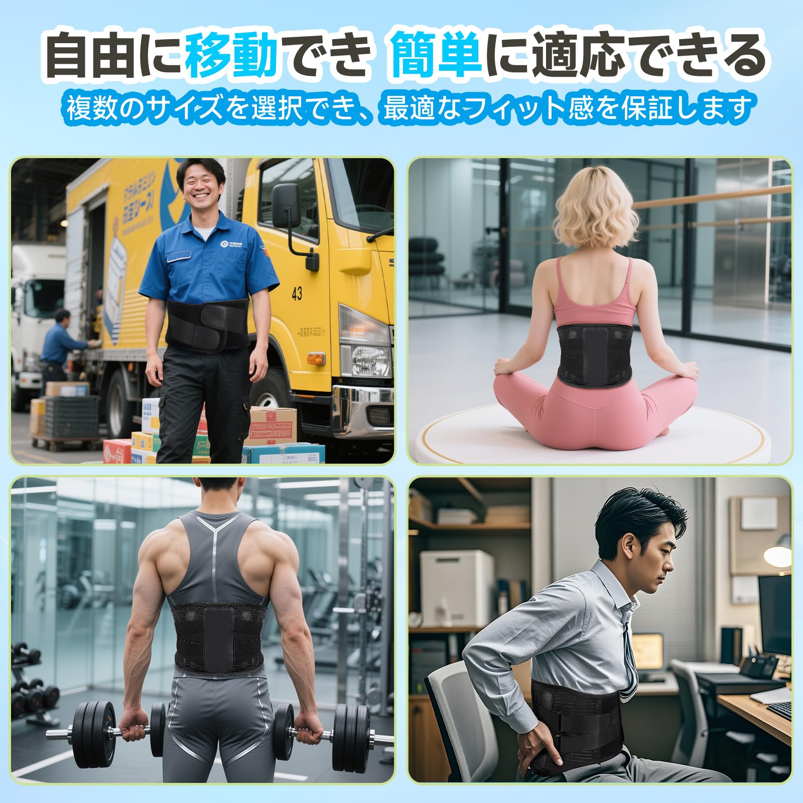 Amazon | 悠介楽 腰痛ベルト コルセット【人体工学設計】腰サポーター