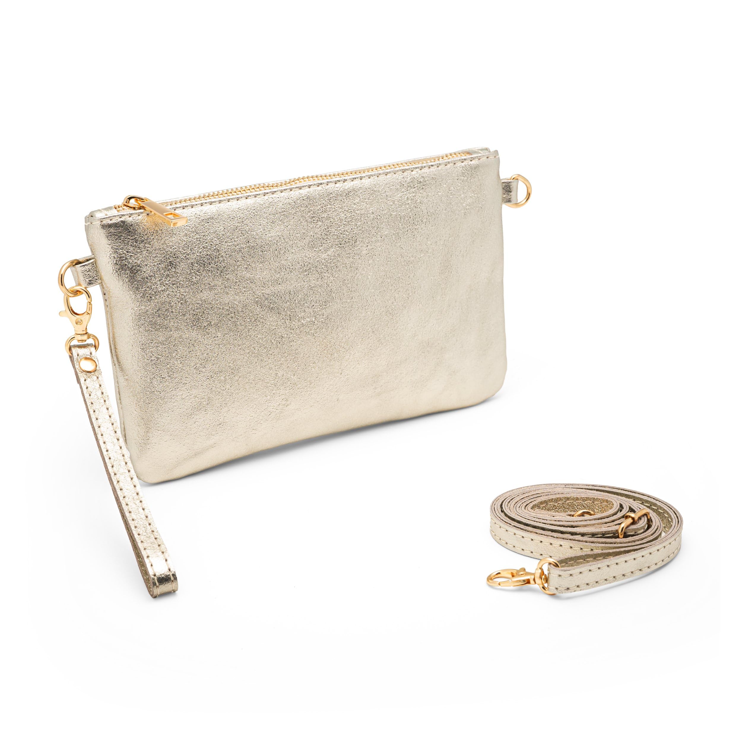 Mauro Pelletteria Pochette Donna con Tracolla Borsa Clutch Donna Elegante in Pelle Morbida Made in Italy Borsa da Polso Modello Mya
