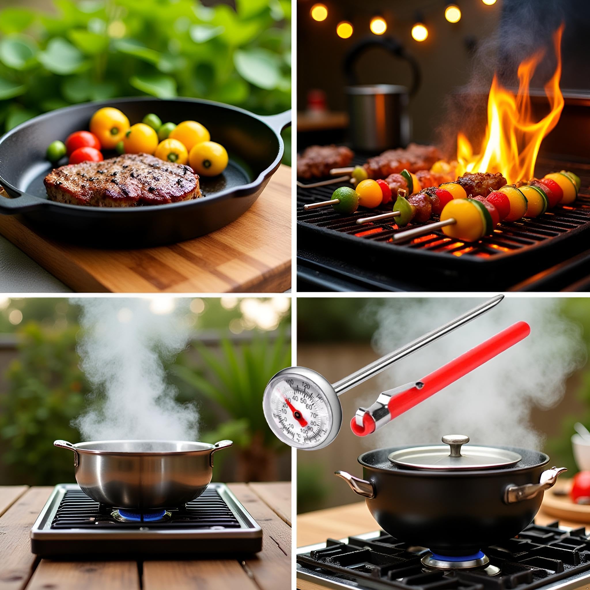 Termómetro de carne plateado para asar, termómetro de alimentos para cocinar, leche, termómetro de lectura instantánea de cocina, termómetros de bolsillo, sonda de temperatura de alimentos
