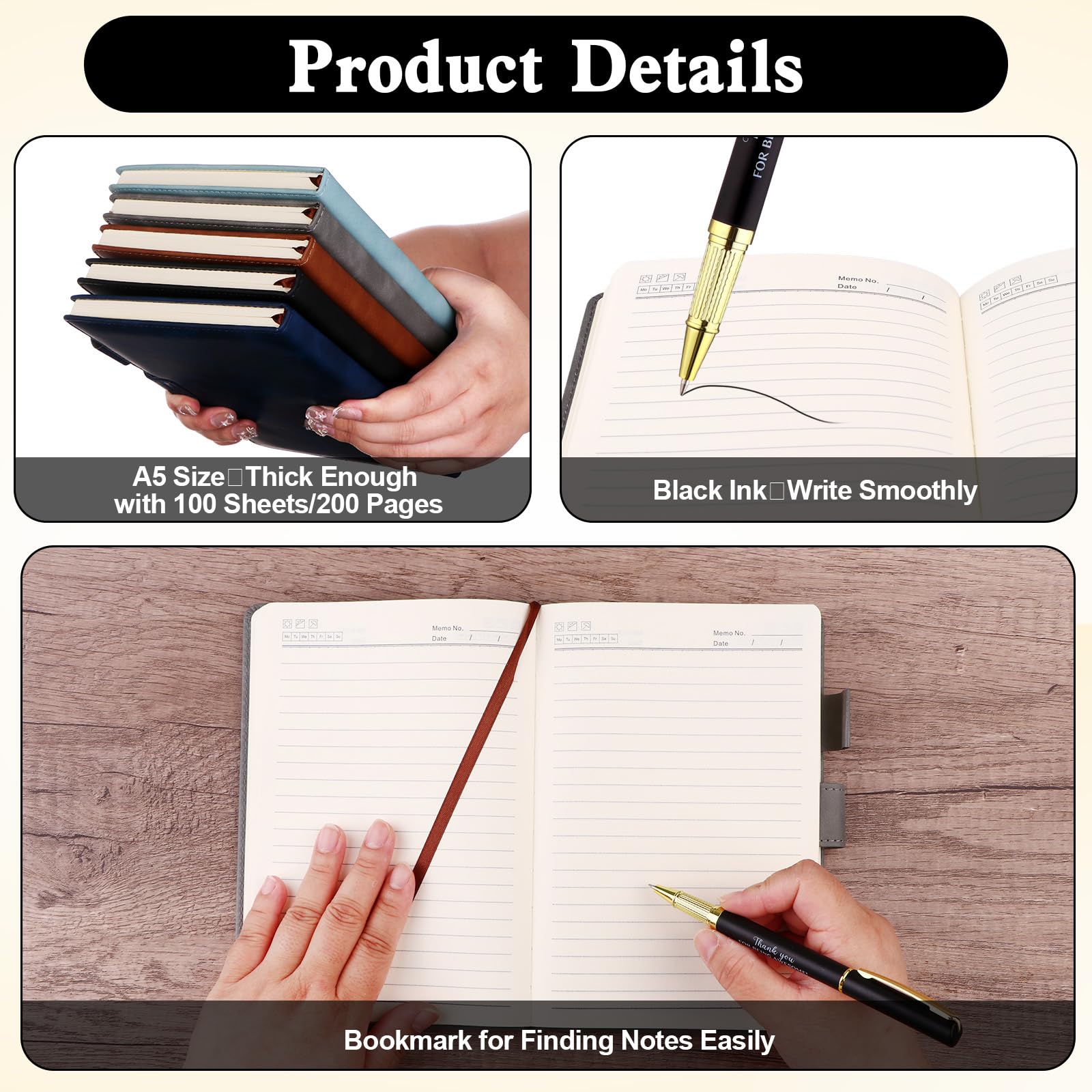 10 Pcs Employee Appreciation Gifts Bulk Inspirational Pens with Motivational Notebooks Coworker Appreciation Leather Journal Positive Pen Thank You Gift for Colleague Staff Teacher Team Leaving Gift - Image 4