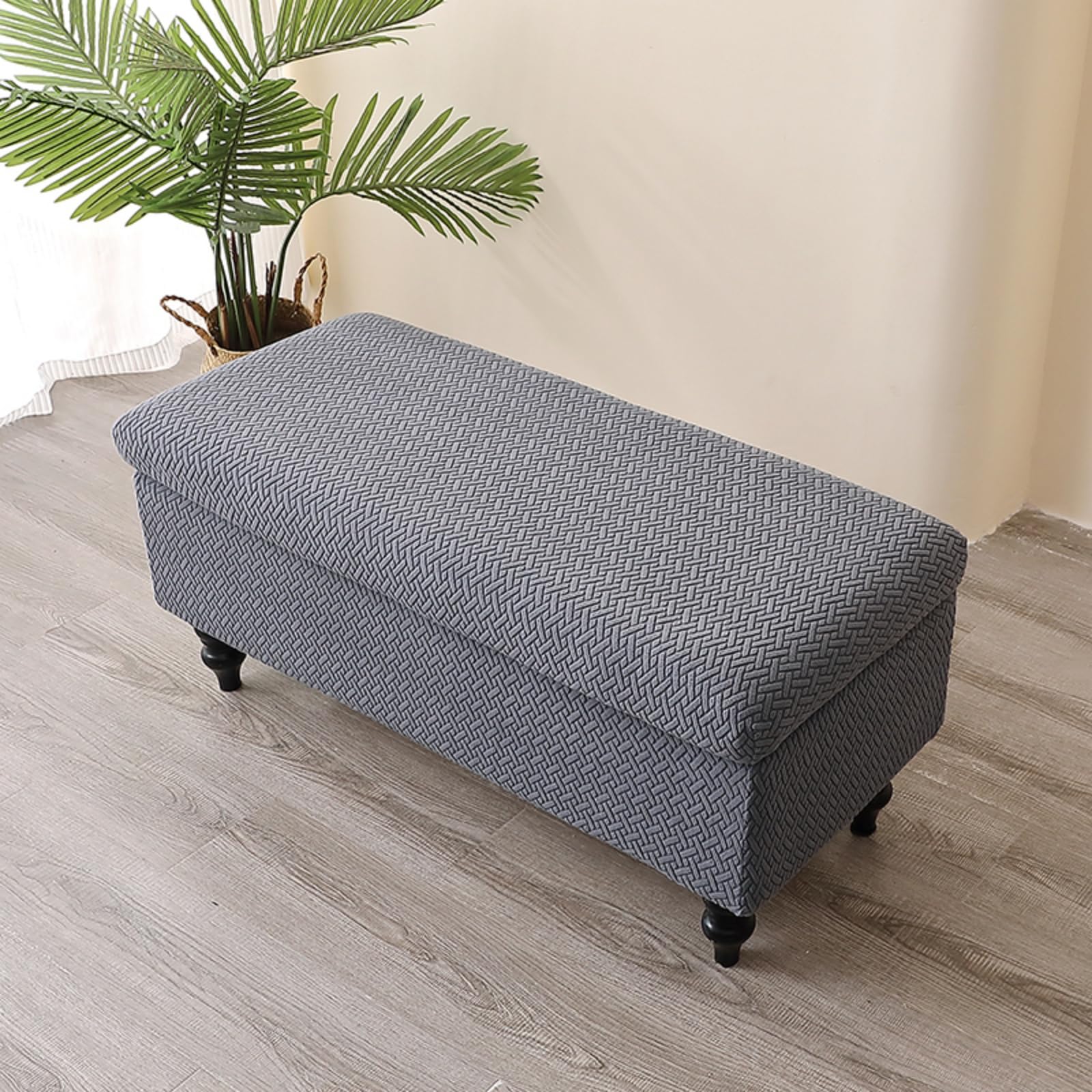 Fodera For Ottomano Elasticizzata Rettangolare Morbida Elastica Copri Panca Portaoggetti Pieghevole Poggiapiedi Lavabile Protezione For Mobili For Sgabello Rimovibile Fodere Pouf(Dark Gray,80-110cm)