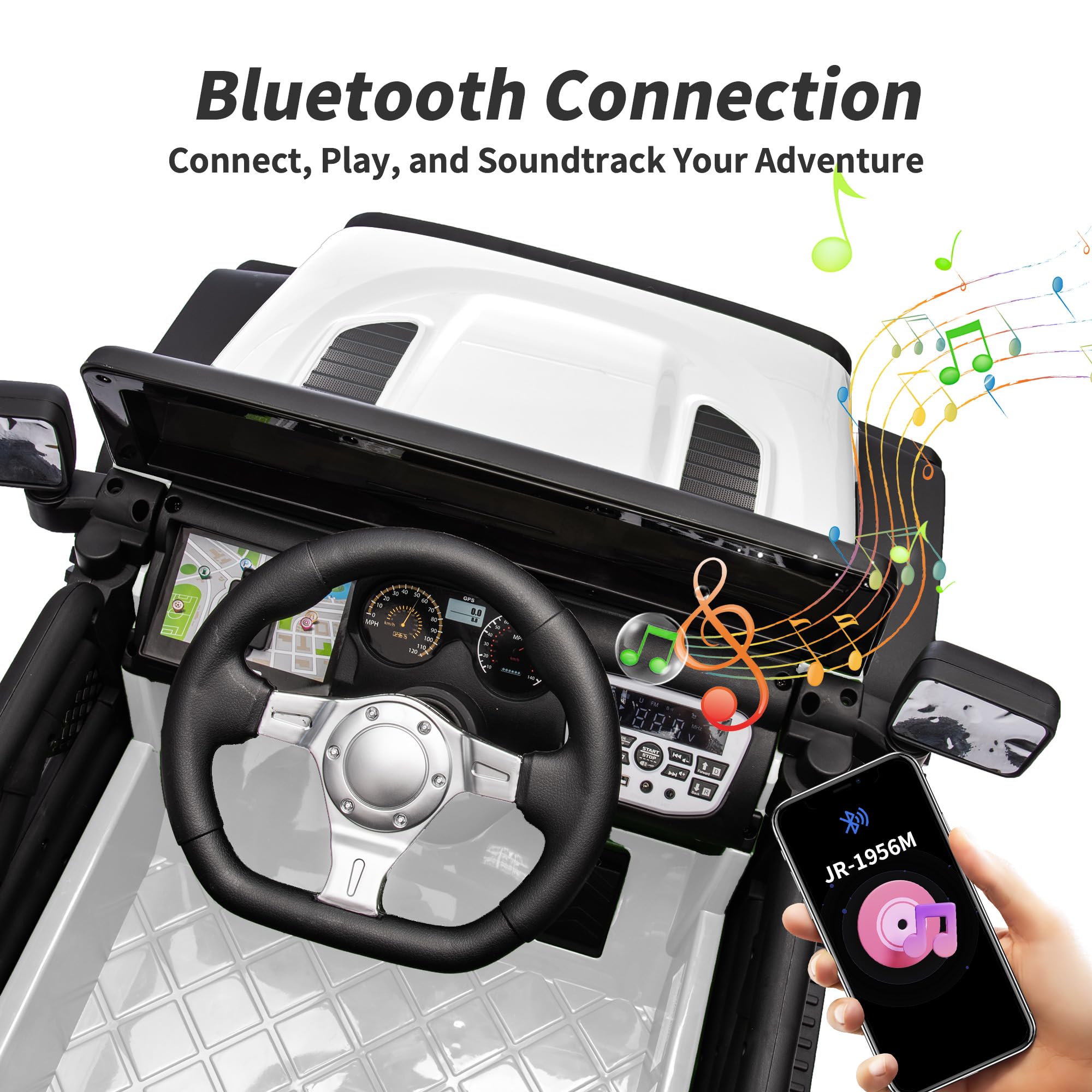 Hikiddo Electric Car for Kids 3-5, 12V Ride on Car with Remote Control, White, 24V - Image 7