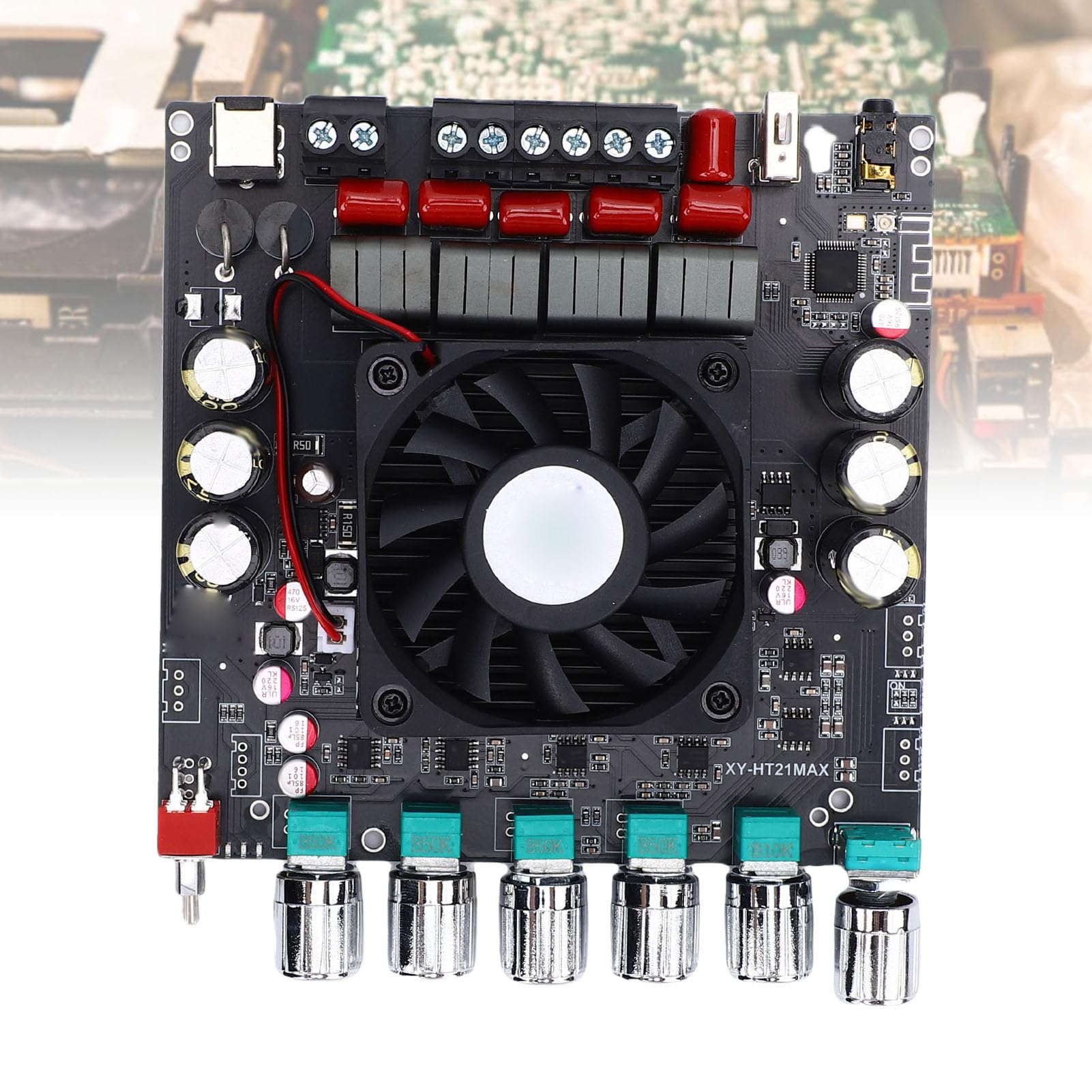 Scheda Amplificatore Audio Bluetooth a 2.1, Modulo AMP Digitale Ad Alta Potenza da 200 W+200 W+400 con Controllo dei Bassi Acuti e Protezioni Multiple, Ideale per Altoparlanti Home Theater