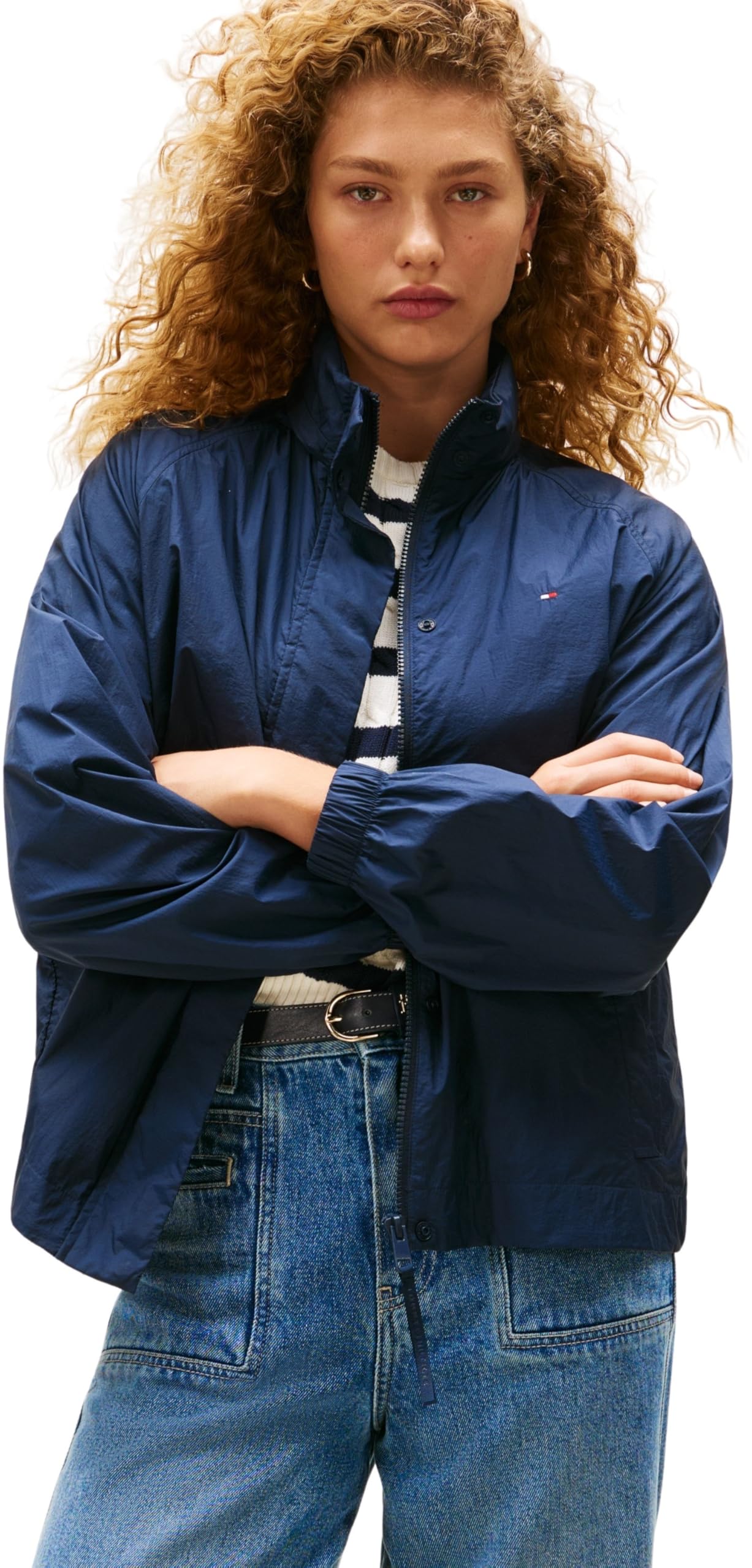 Tommy Hilfiger Donna Giacca a Vento Jacke Nylon Packable con Zip, Blu (Dark Night Navy), XXXL