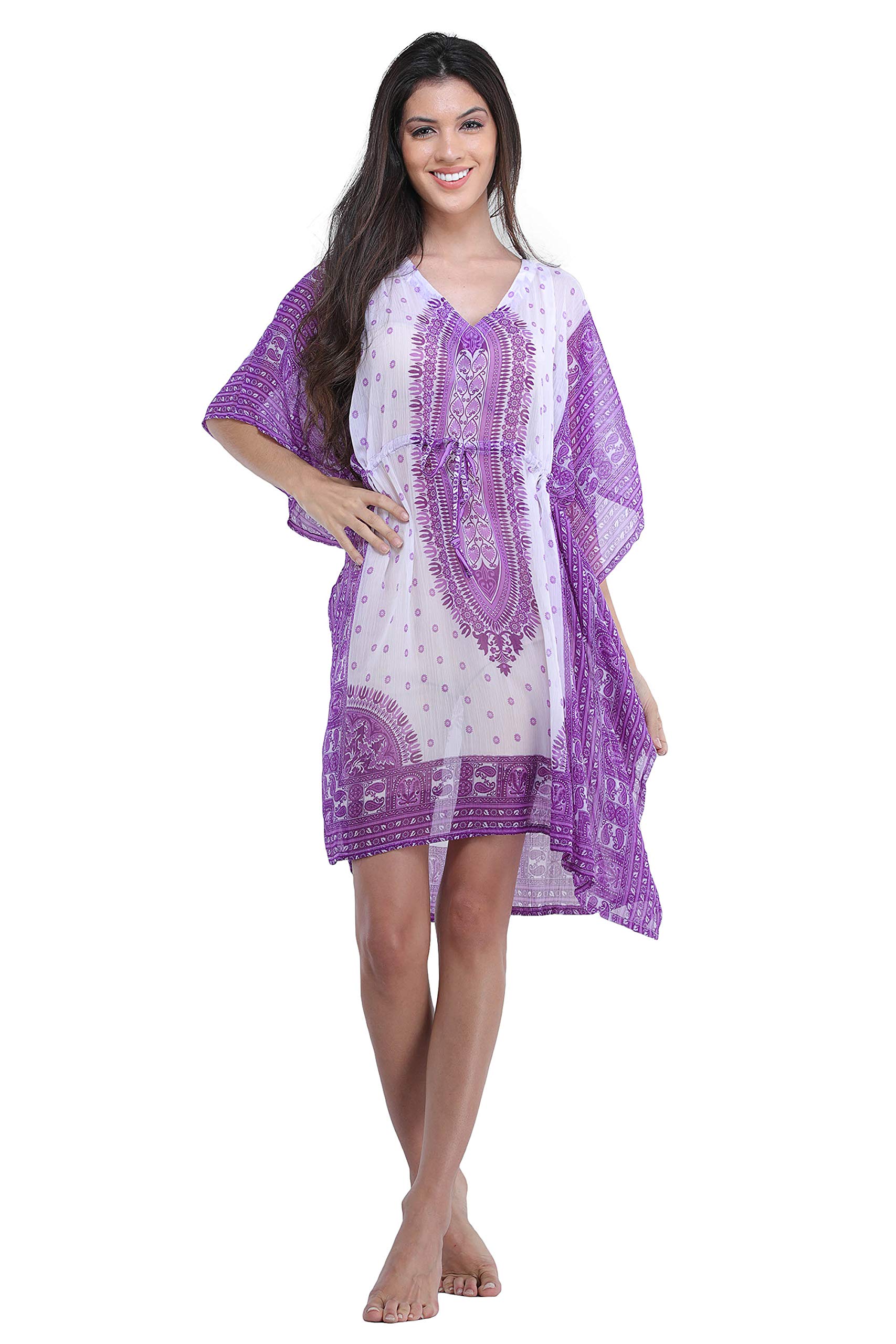 Chiffon Kaftan/Cover up for Women (one Size fits All) White-image-47