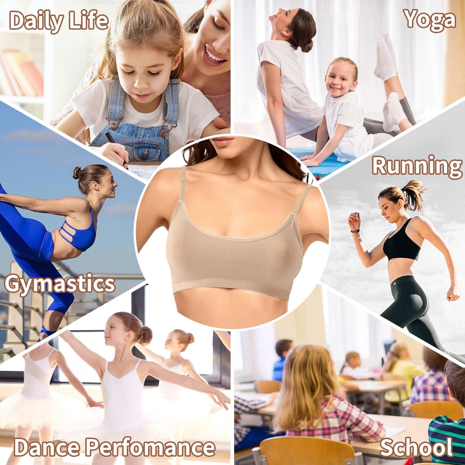 Clear Straps Dance Bra for Girls, 8-16 Years Training Ballet Gymnastics Sports Seamless Bralette with Silicone Covers - Image 6