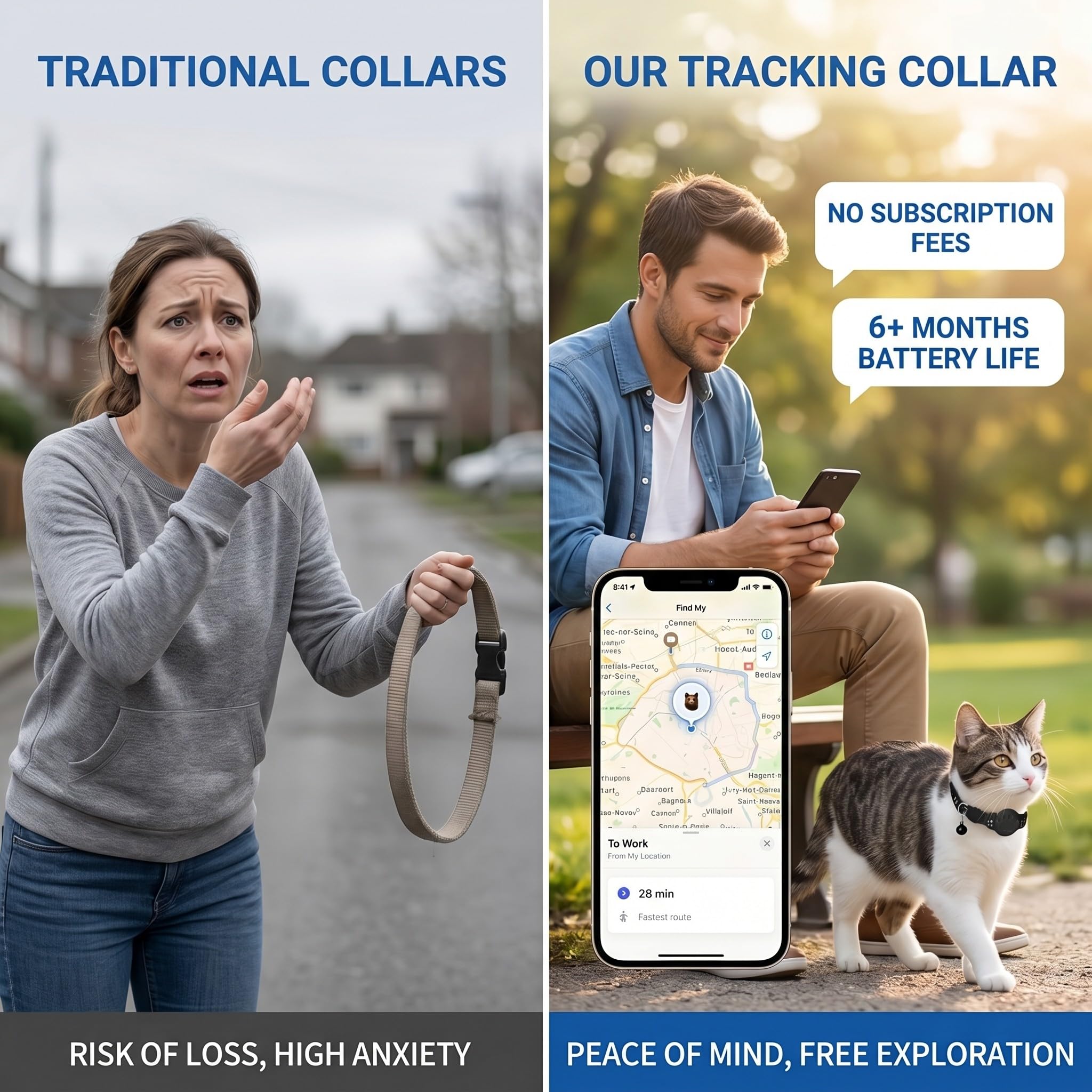Collar Gps Para Perros Y Gatos, LocalizacióN En Tiempo Real, Impermeable Y Resistente, Solo Para Ios (Negro)