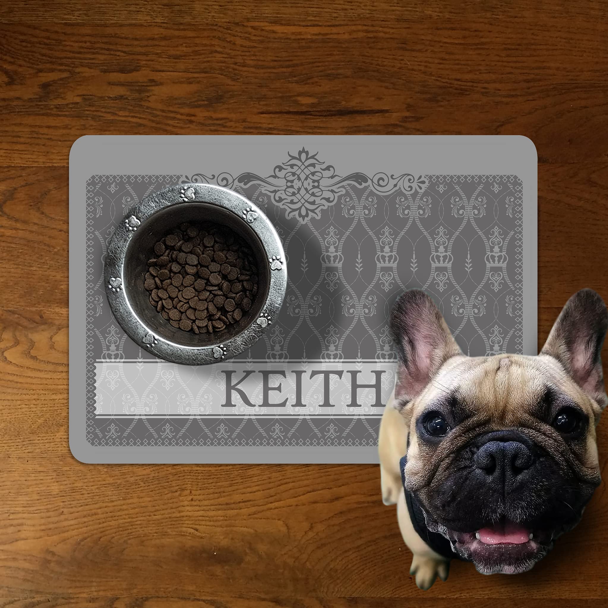 Alfombrilla De Comida Personalizada Para Mascotas - 41x28 Cm, Antideslizante, Fácil De Limpiar