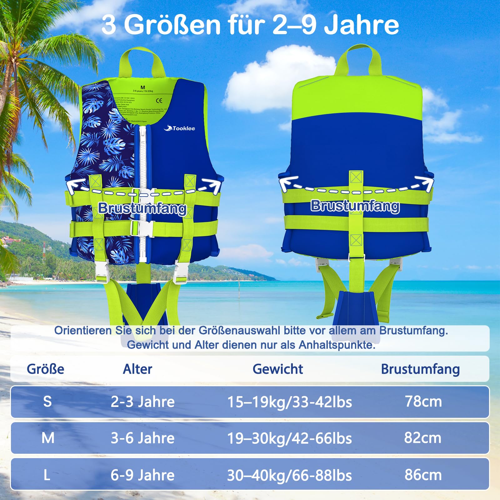 Schwimmweste Kinder TÜV geprüfte, Neopren Schwimmhilfe Kinder mit verstellbare Sicherheitsgurte, Sicher & Komfortabel, Baby schwimmwesten für Jungen & Mädchen beim Schwimmtraining-03A