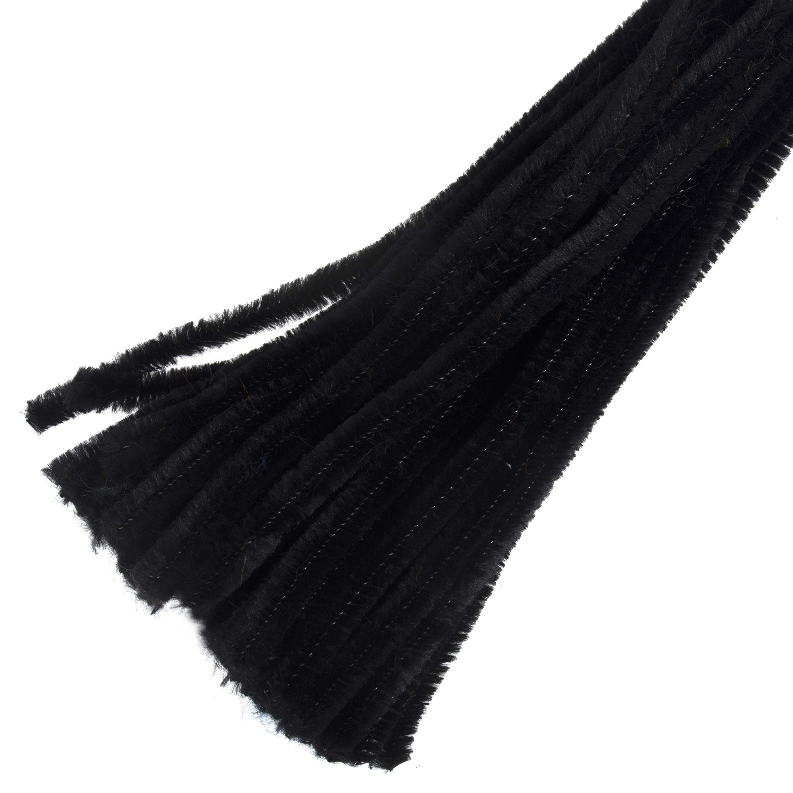 Trimits Craft Synthetic Chenille Stem Pipe Cleaners, 30cm x 12mm, Black