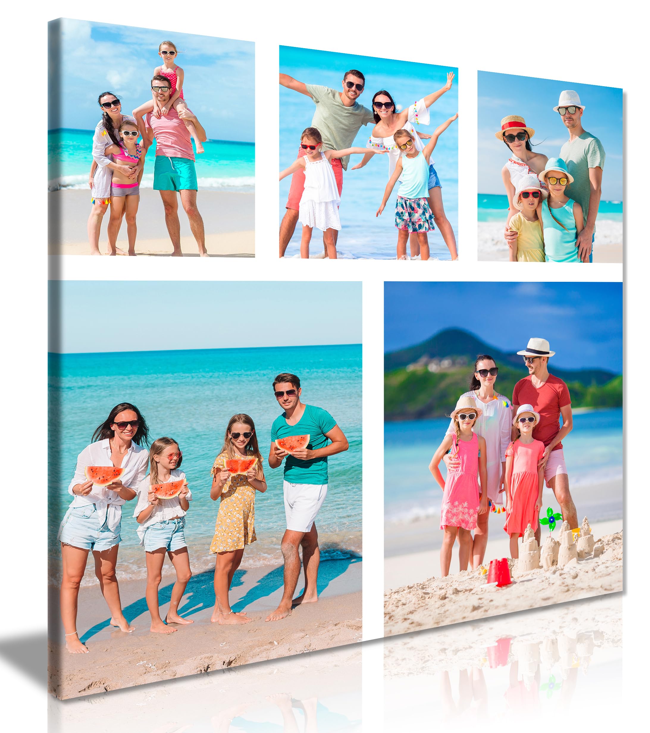 5 Photo Collage Square Personalised Canvas Print – Custom Photo Collage Wall Art – Multiple Sizes via “Customise Now” – Custom Printed Gift for Home & Occasions