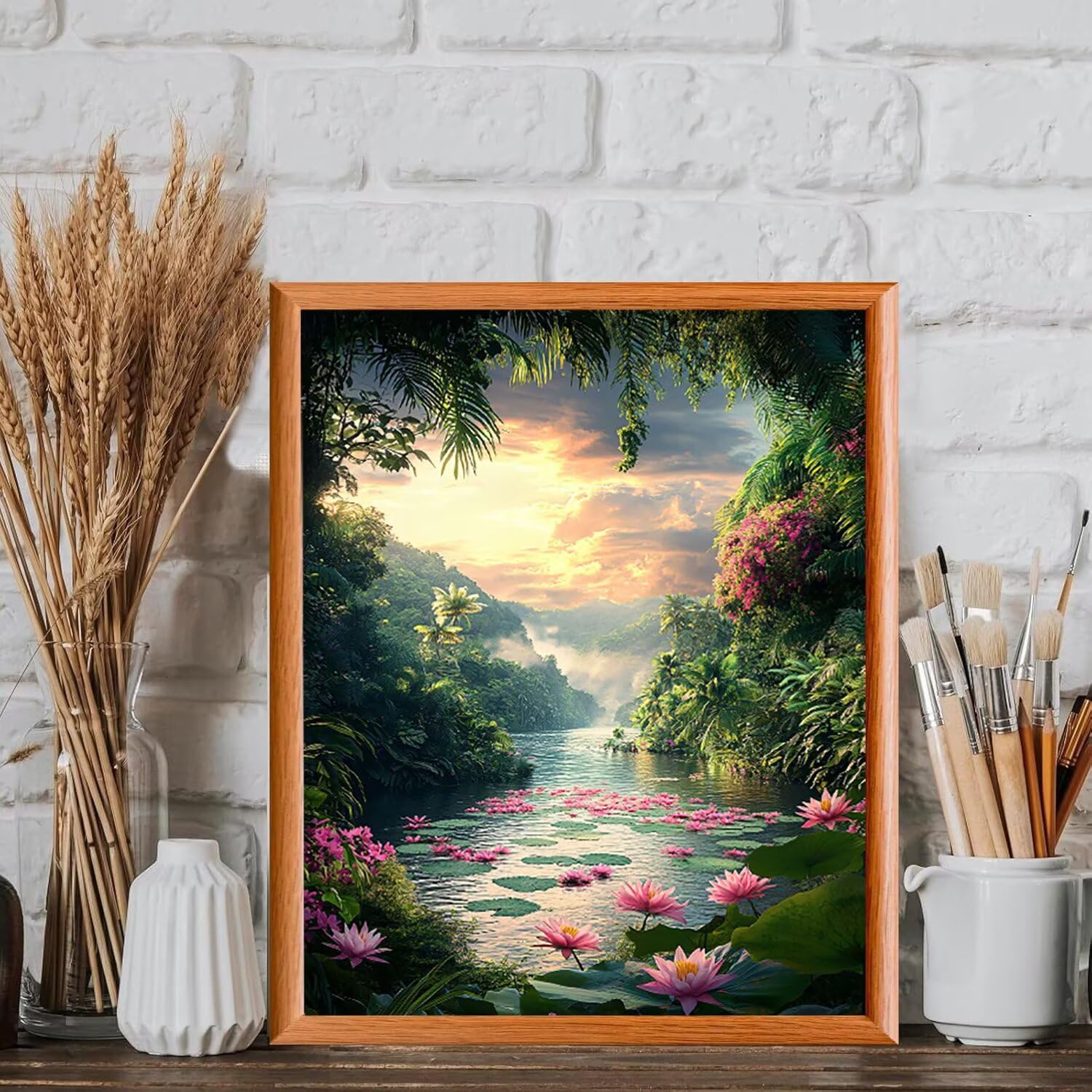 Paesaggio delle ninfee Dipingere con i Numeri per Adulti, 70x90cm a-252 | Paint by Numbers Kit con Pennelli e Acrilico Pigmento, Fai da te Olio La Pittura di Numeri Kit, Decora la Casa, senza Cornice