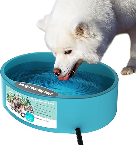 Recipiente de agua con calefacción para perros y gatos, cuenco con calefacción para perros al aire libre proporciona agua potable y comida en