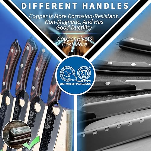 Miniatura 5 de XYJ Juego de cuchillos de chef serbio profesional con bolsa de rollo, cuchillos culinarios japoneses, cuchillo de carne, cuchillo de cortar de