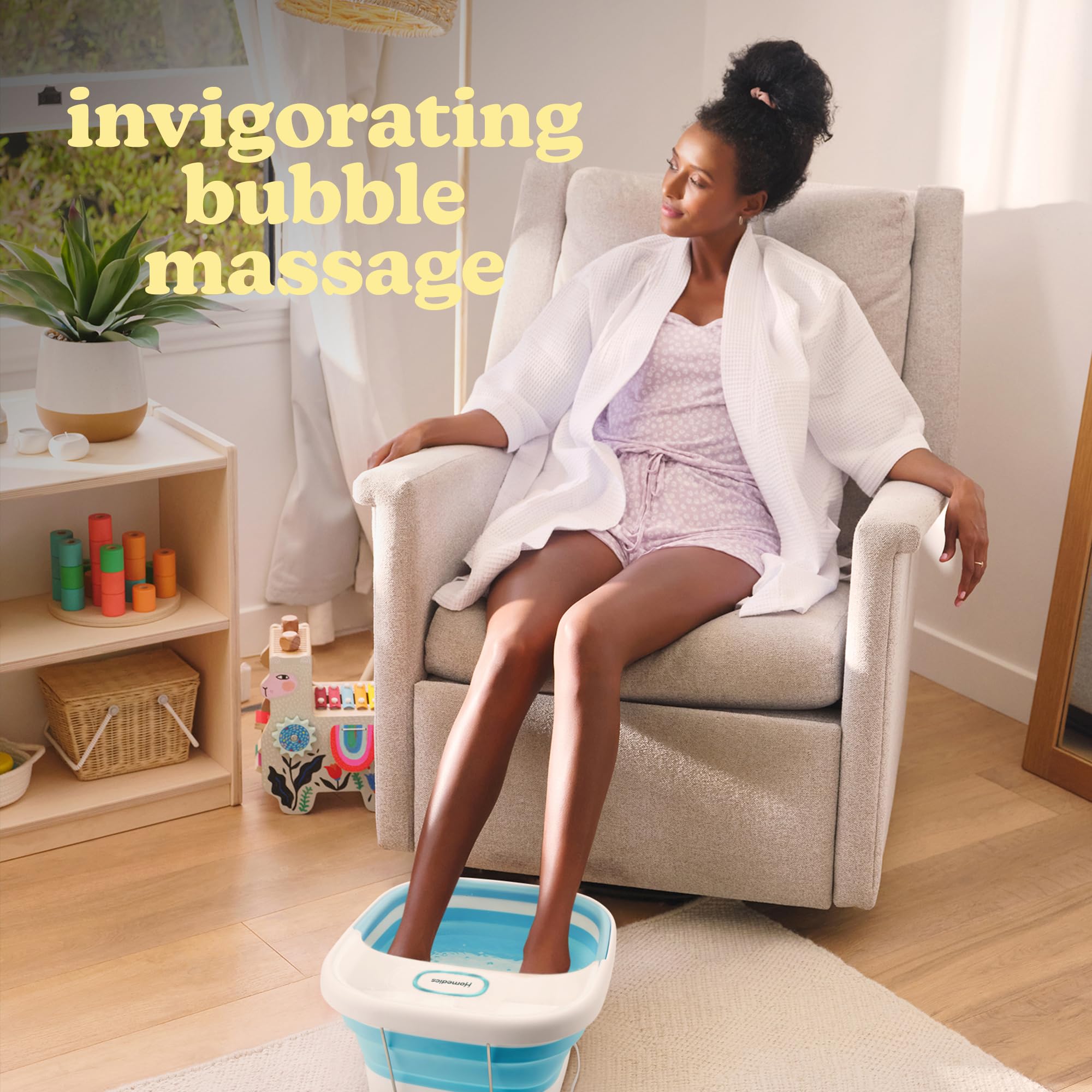 Homedics FootSpa Massaggiante Pieghevole per Piedi con Bolle e HeatKeep | Vasca da Bagno per Piedi, Tecnologia HeatKeep, Spa per Donne e Uomini