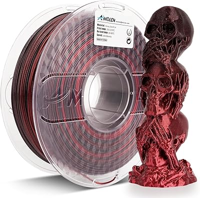 21 – AMOLEN PLA 3D Printer Filament, Silk Shiny Black Red PLA Filament 1.75mm, Color Change 3D Printing Filament for Most FDM 3D Printer, 1kg Spo…