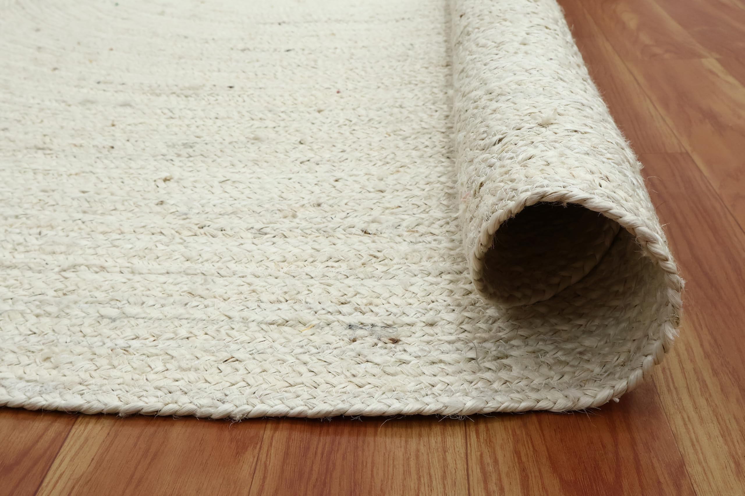 Tapis rond en jute naturelle pour intérieur et extérieur - 91 cm - Pour chambre à coucher, chevet, table à manger, couloir et cuisine