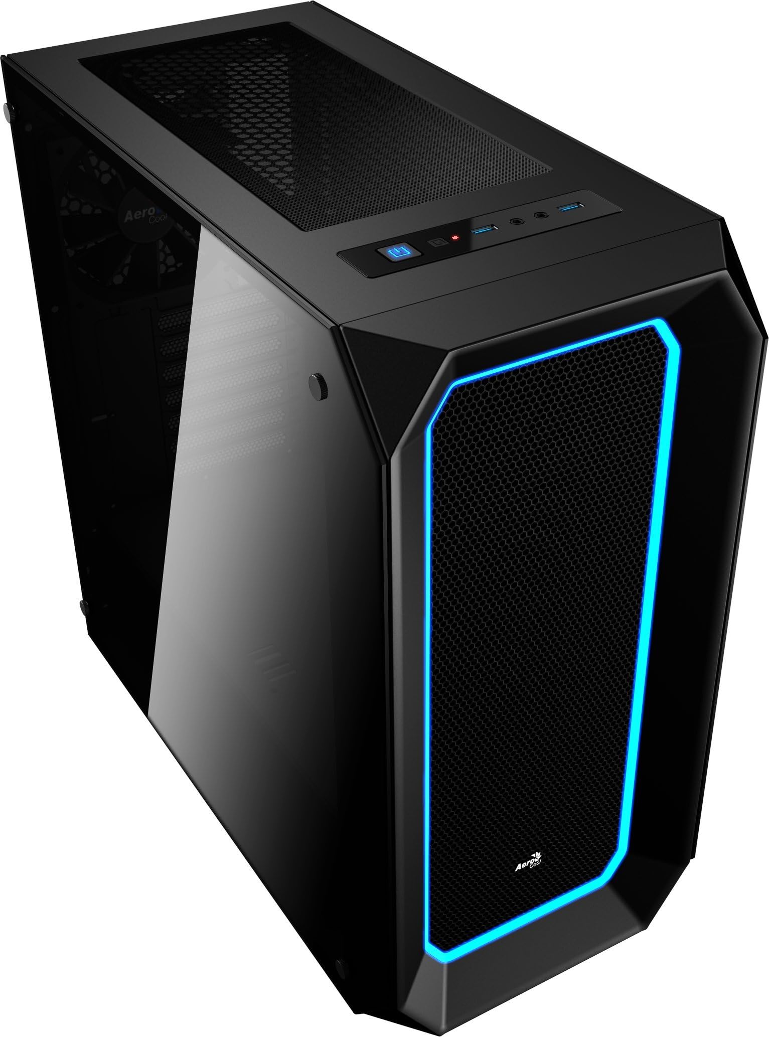 AeroCool P7-C0 Dual Tempered Glass Window Mid Tower case with RGB LEDs - Black