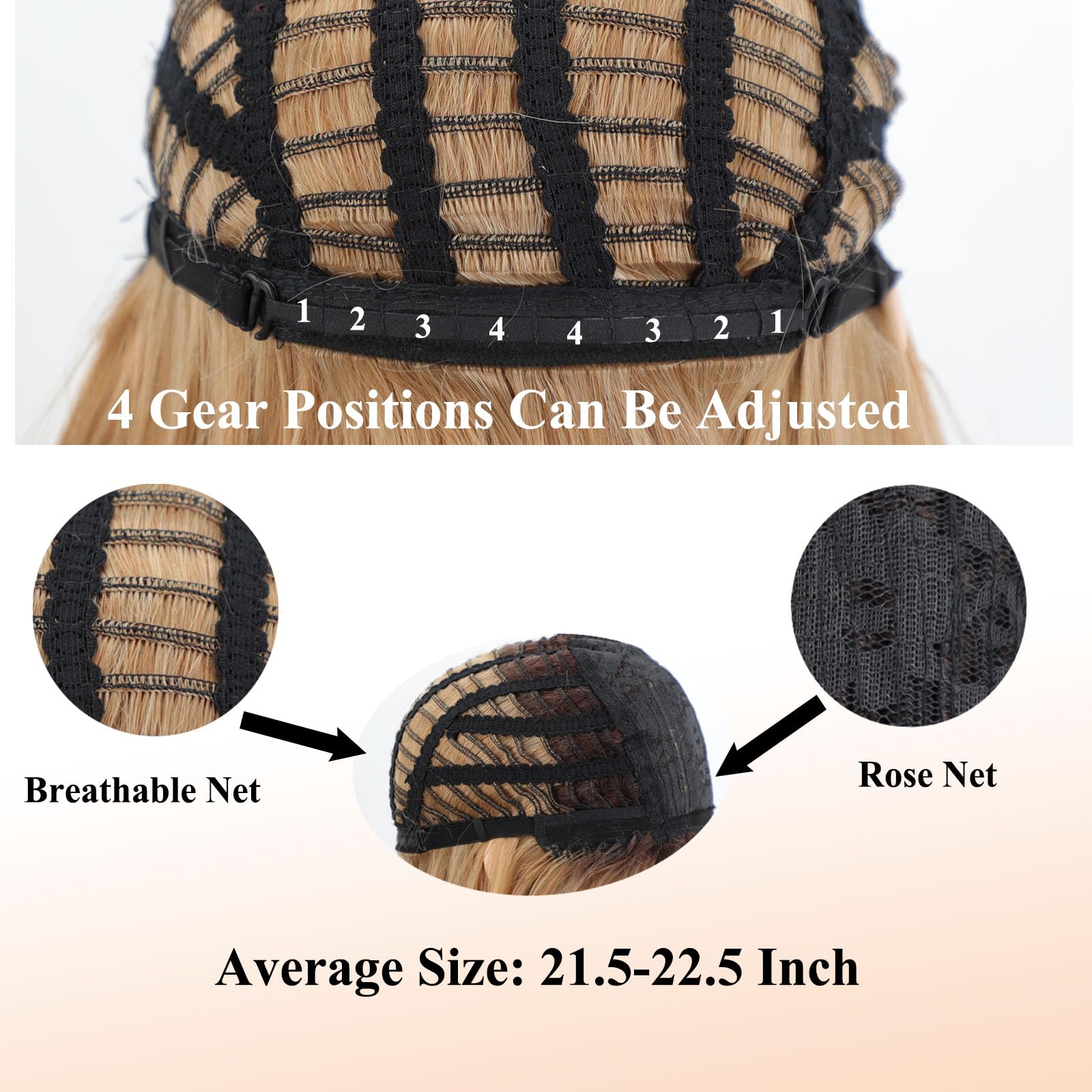 Perruque Femme Naturelle Perruque Bob Dégradée Court avec Frange Volume et Style pour Quinquagénaires Grand-mère Couvre Cheveux Blancs Perruques Synthétique Naturels Blond Clair Ombré