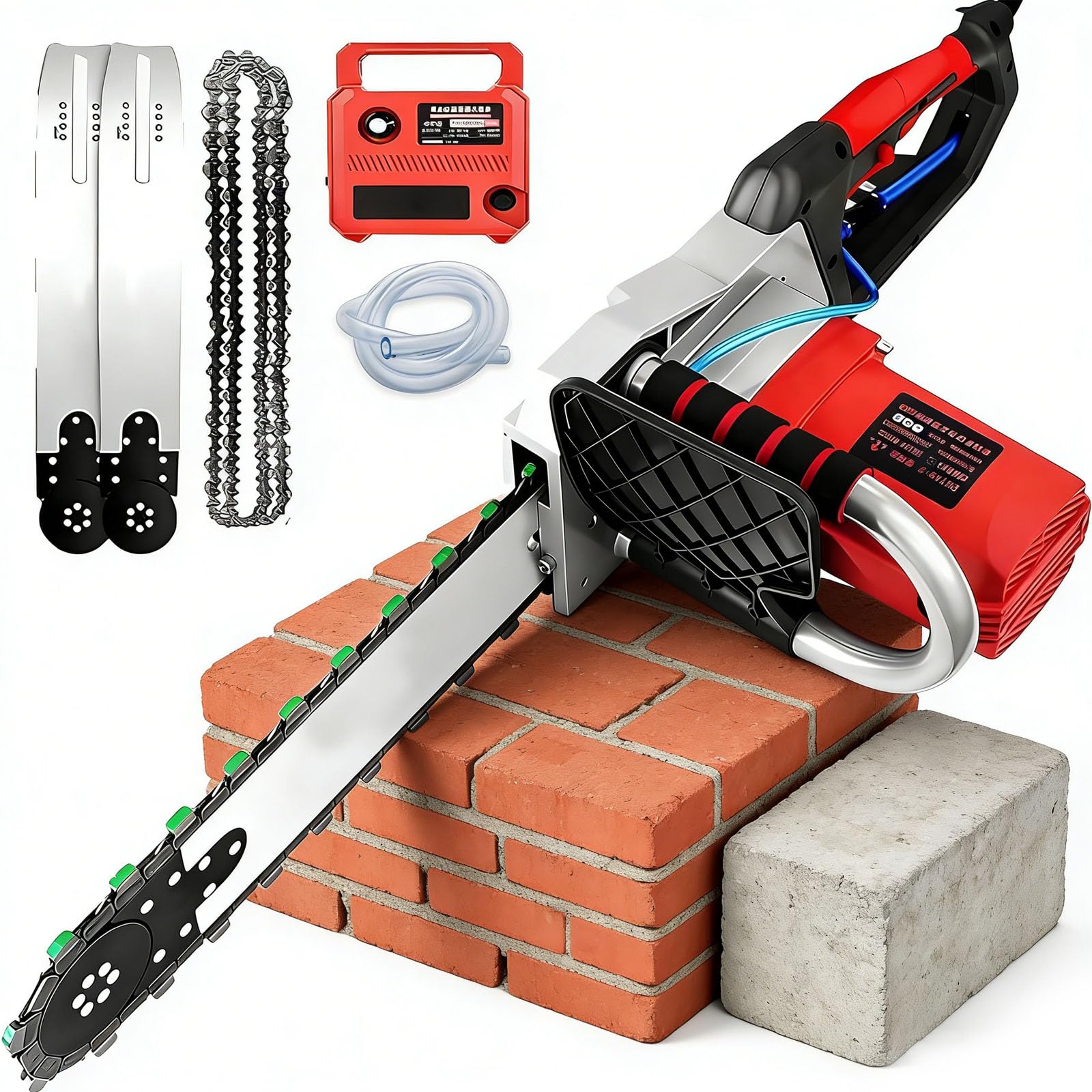 Moupeaktain 350 5800W/6500W Electric Concrete Chain Saw, Handheld Chainsaw Wall Cutter, Electric Diamond Chain Wall Cutter, With Water Fed Dust Suppression, For Granite, Reinforced Concrete Saw