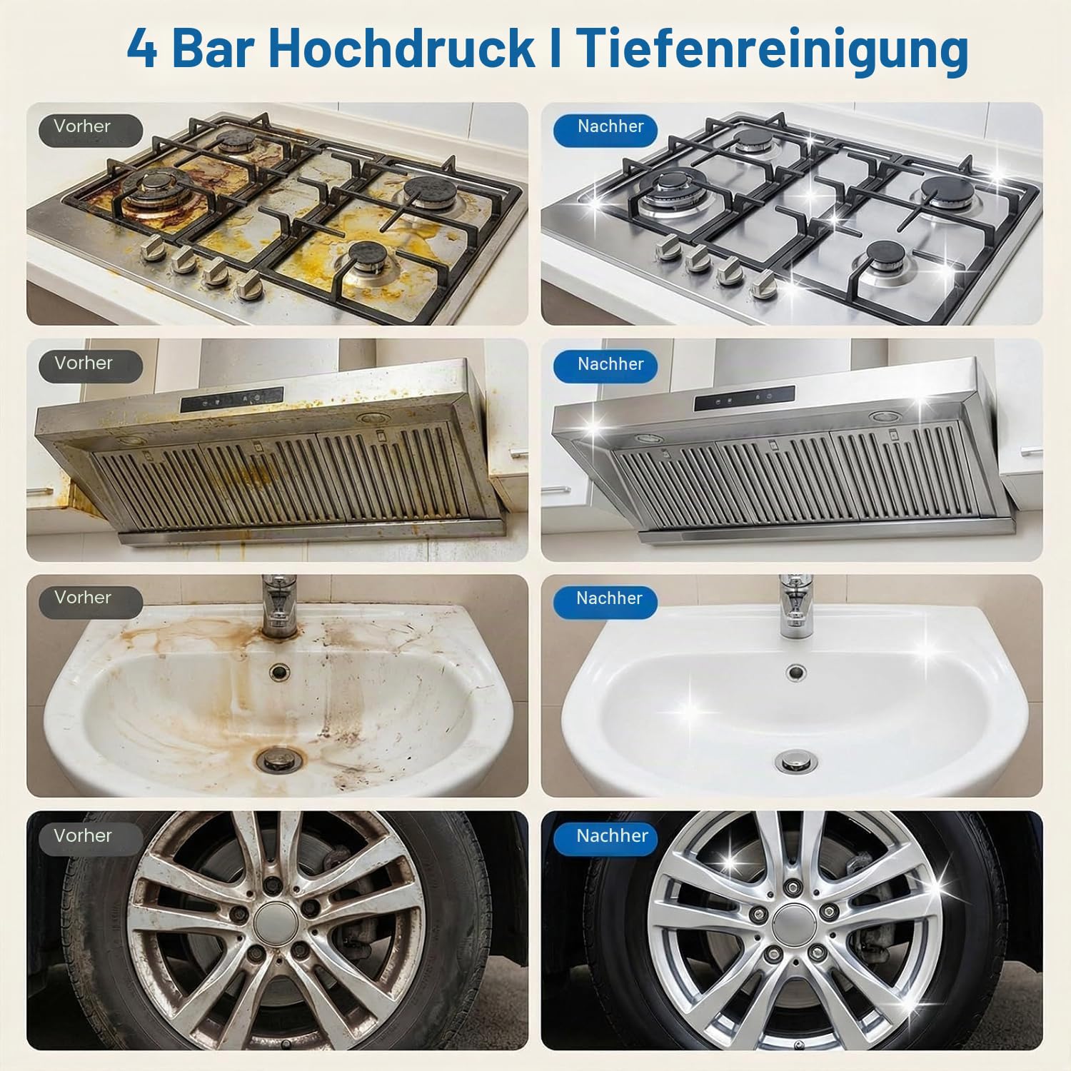Dampfreiniger Handgerät Handdampfreiniger Dampfreiniger für Alles Steam Cleaner Handlicher für Fußboden, Sofa, Polste, Auto, Profi, Fenster, 15 Sekunden Aufheizzeit und 1,8L Großer Tank, 4 Bar
