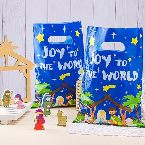 Miniatura 6 de Spiareal 25 piezas de bolsas de regalo de Navidad con tema de Nacimiento cristiano, bolsas de regalo religiosas con asa, al por mayor para recuerdos