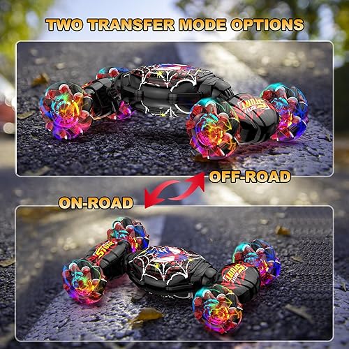 Miniatura 5 de Nikuku Auto de acrobacias RC con detección de gestos, auto de control remoto controlado a mano 4WD con rotación de 360, juguete de deriva de 2.4 GHz