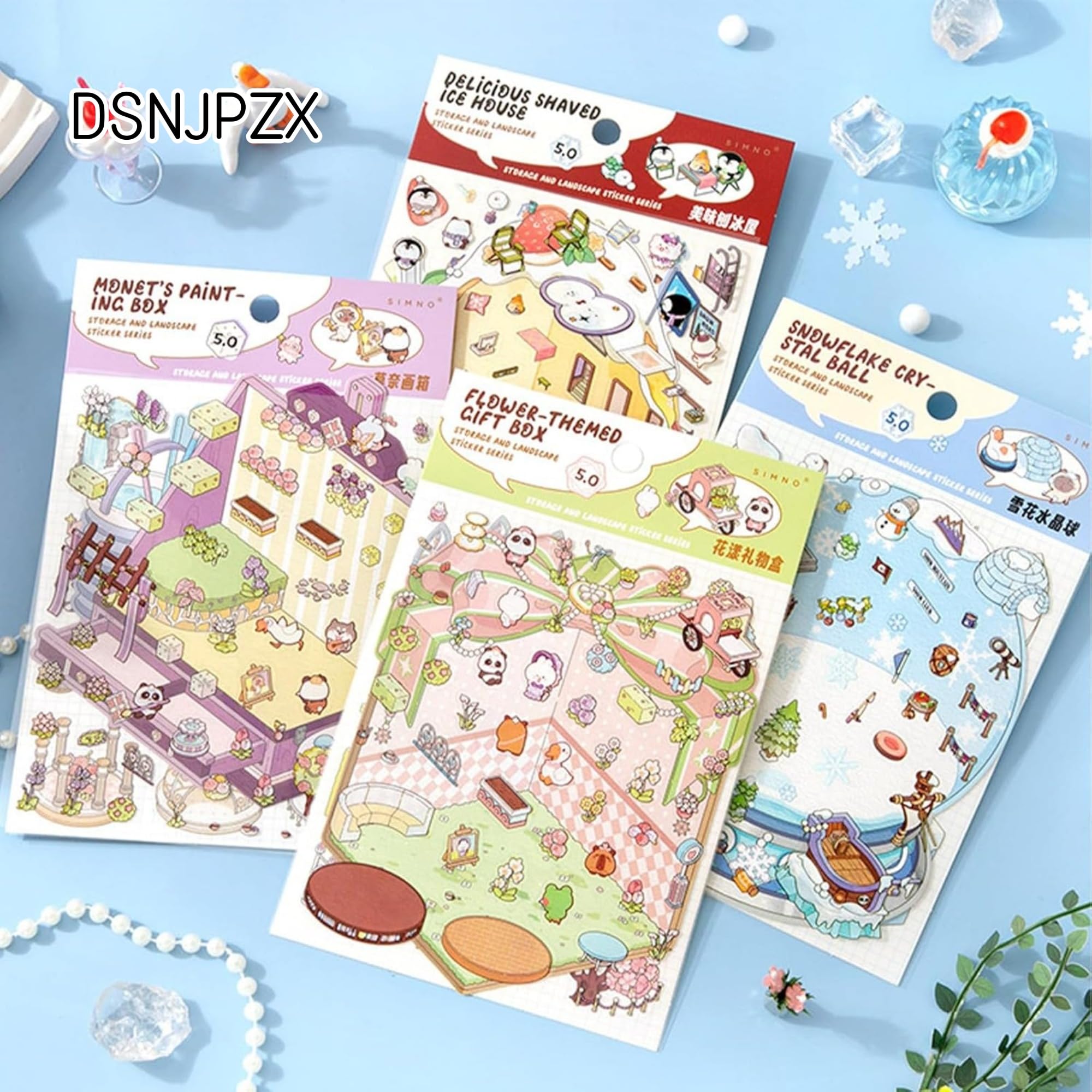 Livre De Collection De Scènes Miniatures - Autocollants De Pièce Miniature, Autocollants Visuels 3D | Autocollants De Maison Esthétiques Pour Ordinateur Portable, étui De Téléphone, Scrapbooking