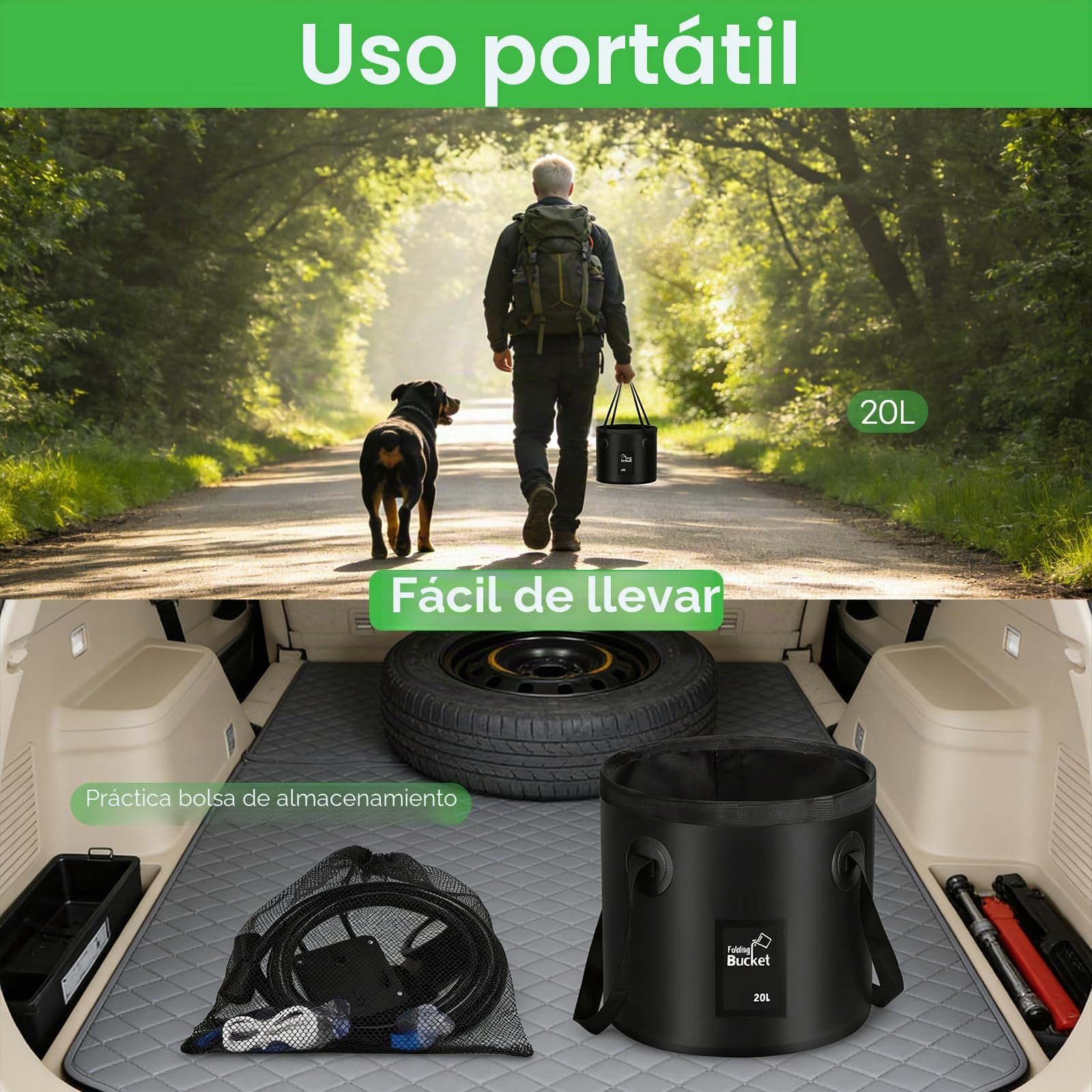 Mkitnvy Ducha Portátil Camping con Cubo Plegable 20L, 6000mAh Recargable Ducha Camper con Pantalla de Temperatura y Batería, Bomba Eléctrica IPX7 para Acampar, Jardín, Lavado de Coches, Mascotas